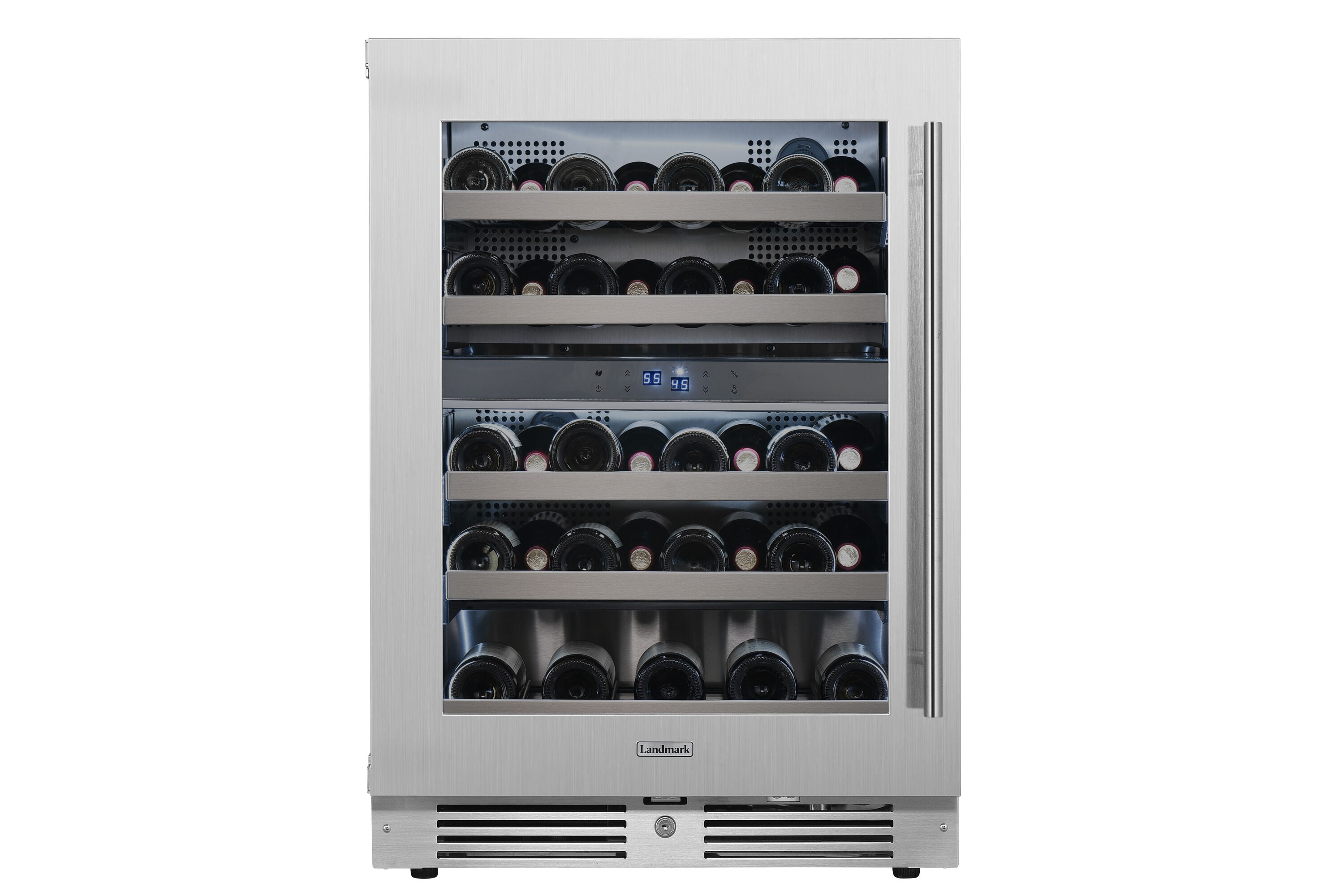 Landmark L3024UI2WSG-LH 23.8125-in W 37 -Bottles Stainless Steel Dual Zone Cooling Freestanding Indoor Wine Cooler