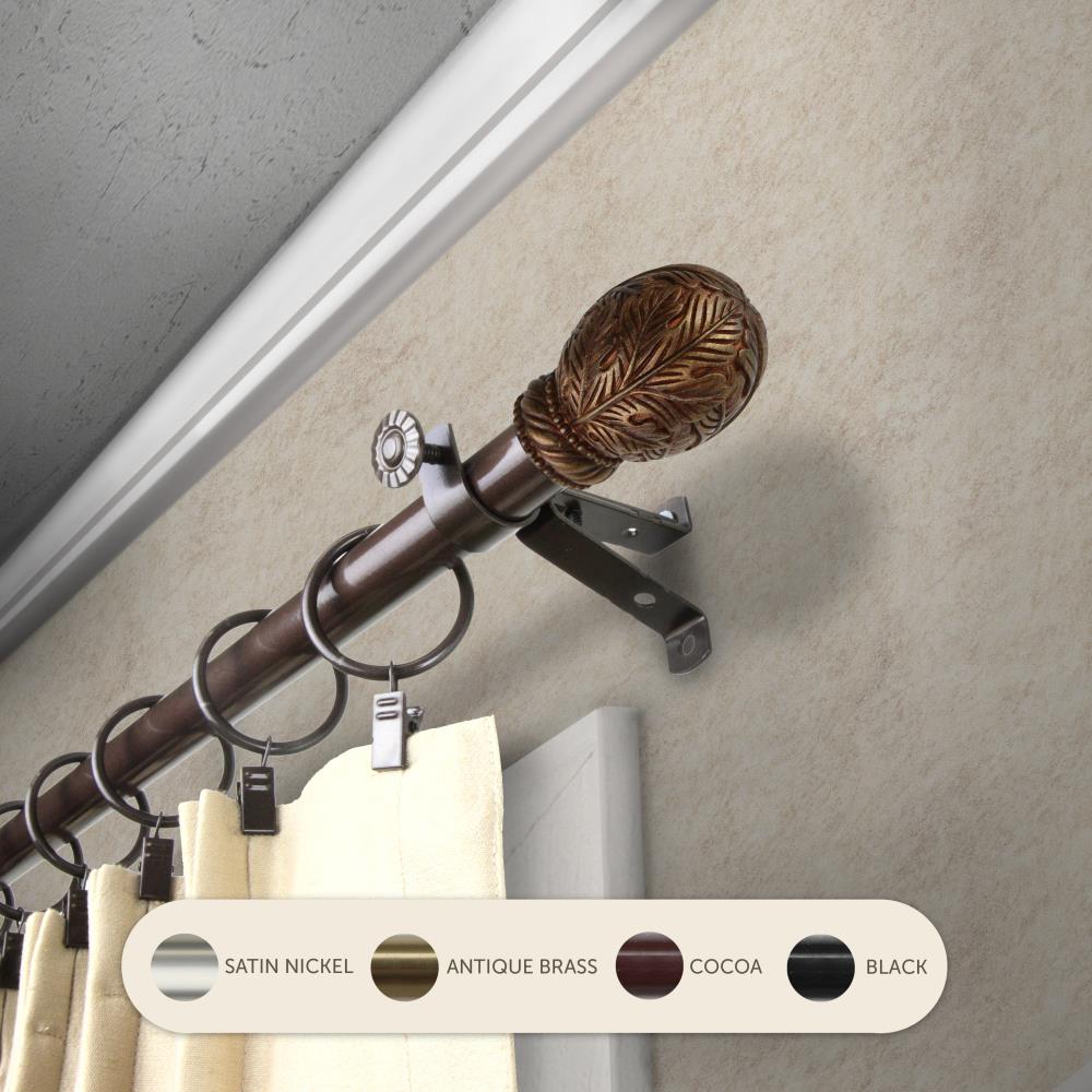 Hart & Harlow L4806-287 13/16-in Fran 28-in to 48-in Cocoa Steel Single curtain rod with Finials