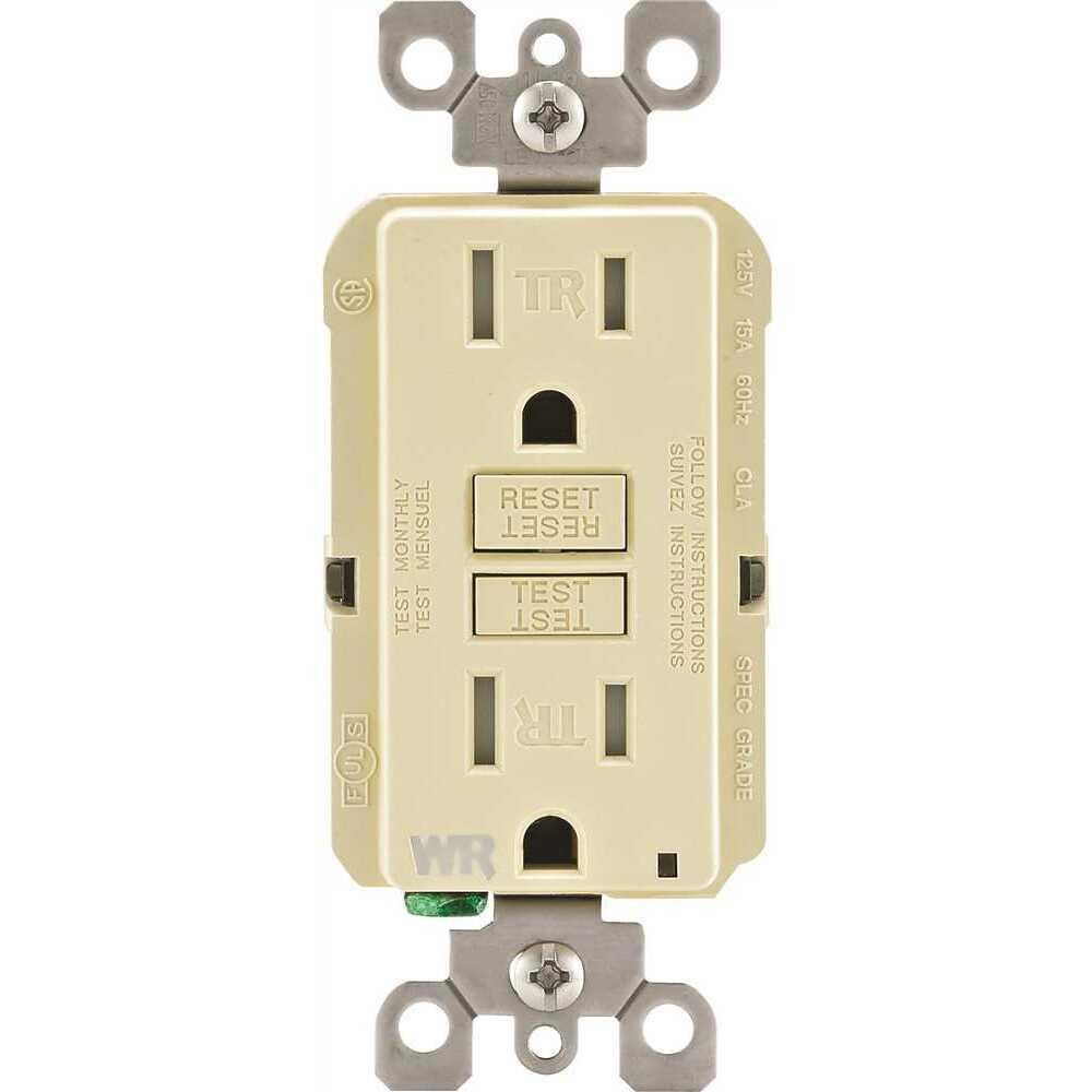 Leviton HRWEX1571  Gfwt1-I Smartlockpro Weather and Tamper-Resistant Duplex Gfci Receptacle with Led Ivory Nema 5-15R 125 -Volt 15 -Amp