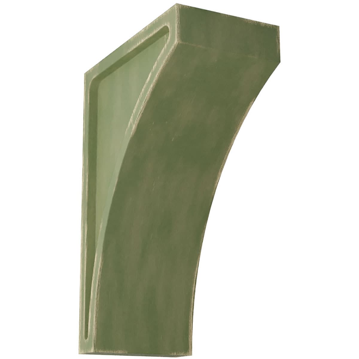 Ekena Millwork CORWD03X05X08LWGR 3-in x 5.5-in x 8-in Vintage Decor Finished Rubberwood Green Wood Paintable/Stainable Corbel