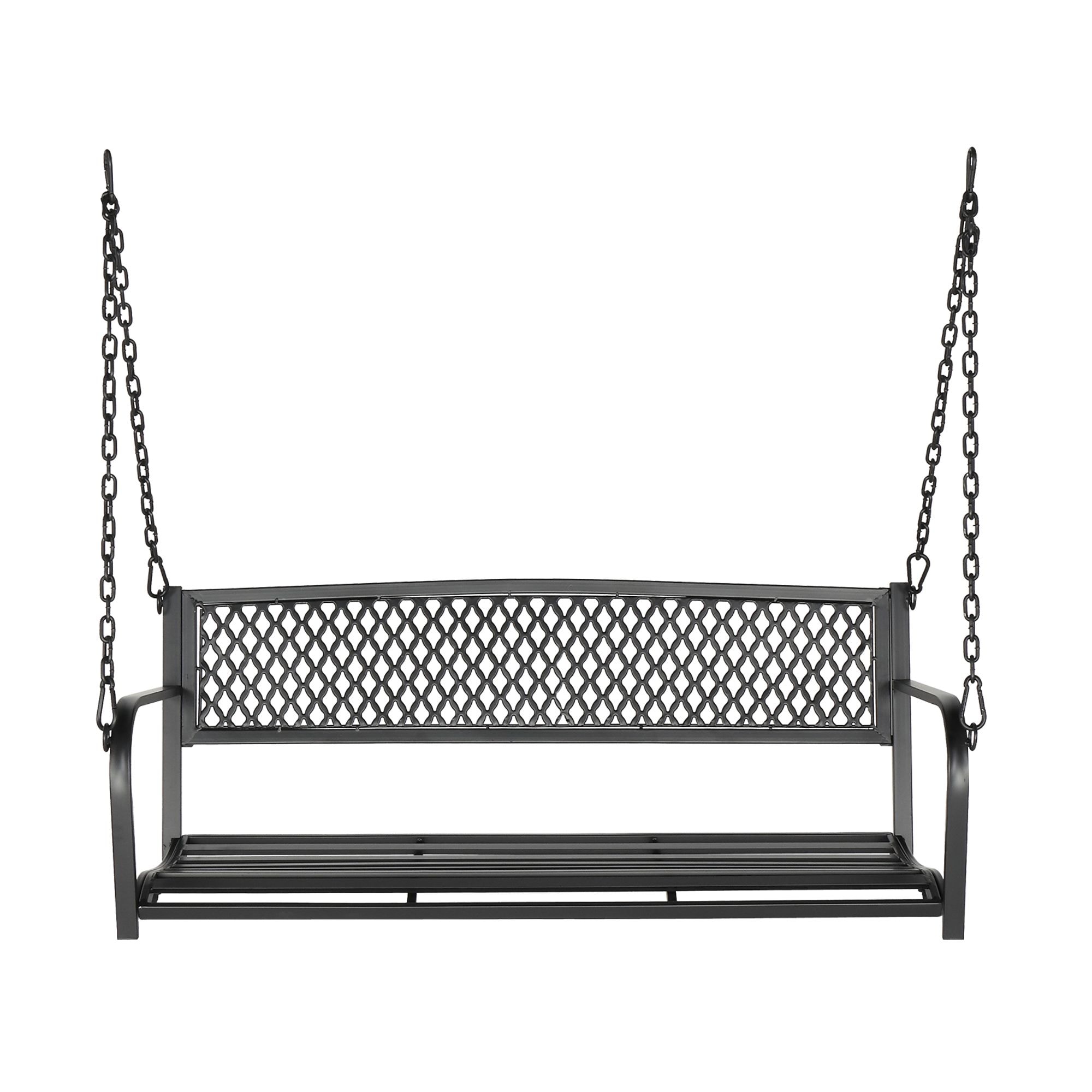 Winado  4 ft. 2-Person Metal Porch Swing with Chain in Black