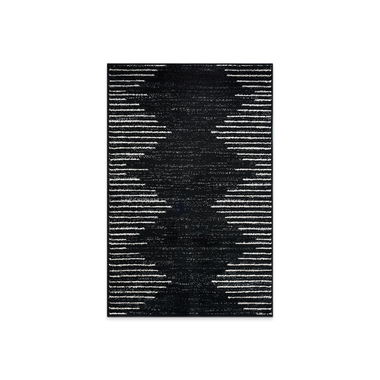 World Rug Gallery 385BLACK27X4 2 x 4 (ft) Loomed Polyester/Polypropylene Black Rectangular Indoor Stripe Global Runner rug