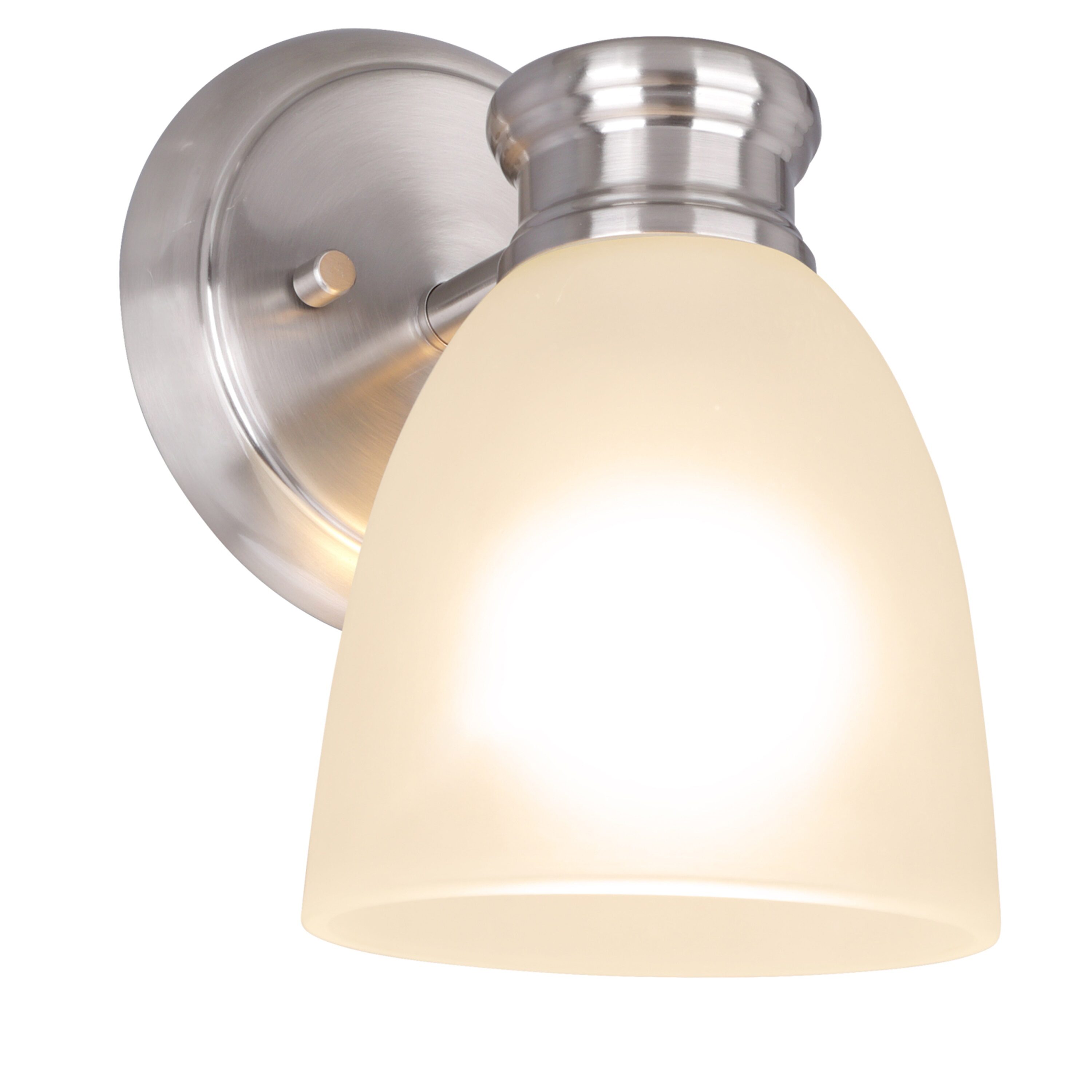 Satin Nickel Frosted Glass Outdoor Wall Sconce, 6" x 8.25"