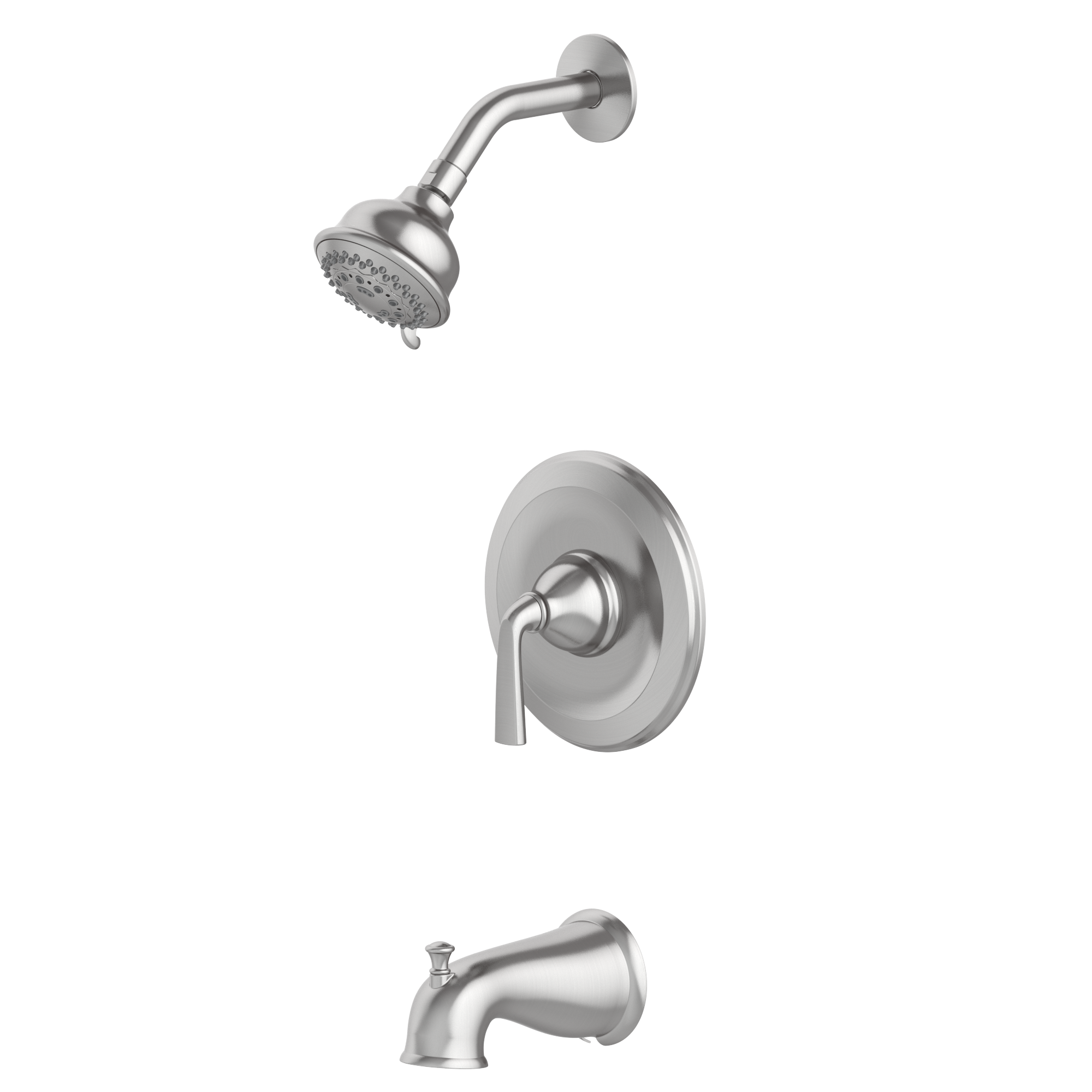 allen + roth 873X-5E04 Brushed Nickel 1-handle Multi-function 3.54-in Round Shower Faucet with Valve