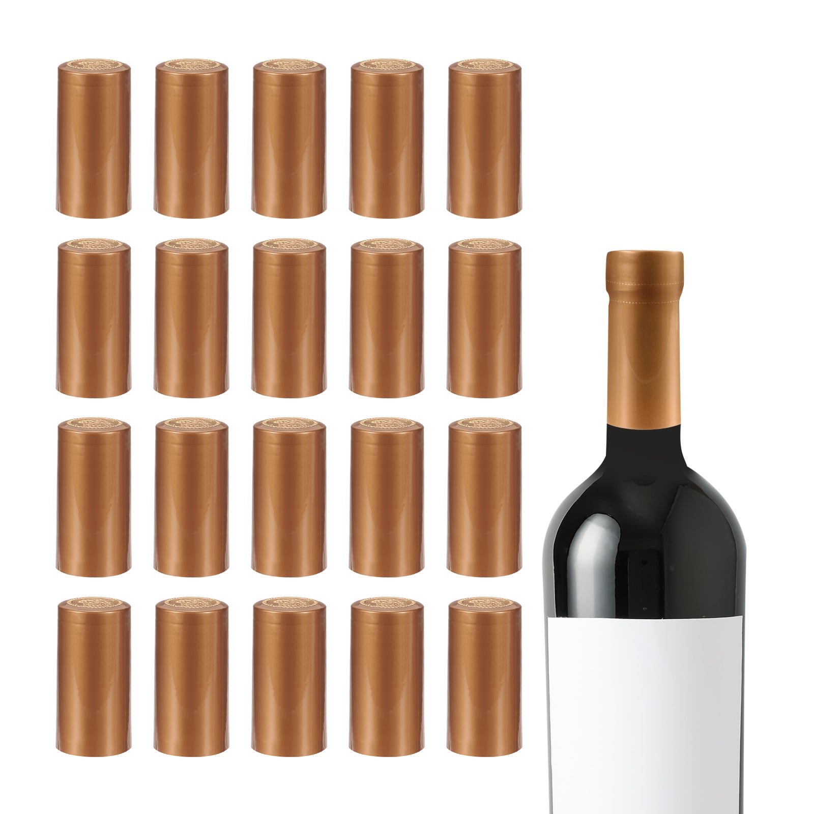 Unique Bargains 150pcs PVC Heat Shrink Capsules Wine Bottle Sealer Wine Shrink Wrap Caps for Wine Glass Bottles Wine Cellars Home 30x60mm Gold