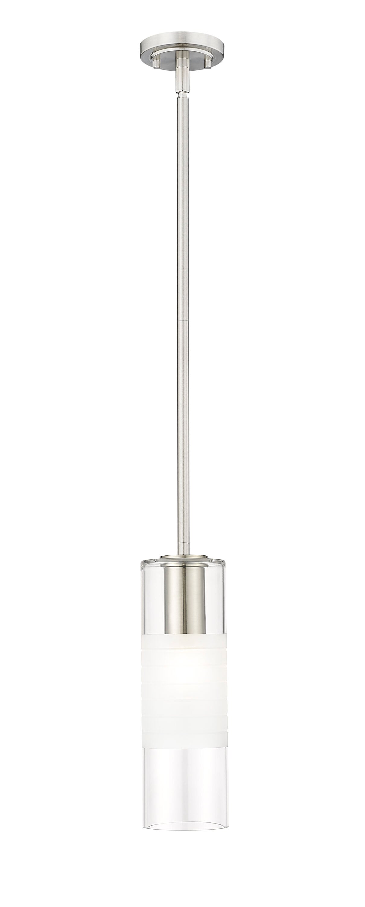 Brushed Nickel Frosted Glass Cylinder Pendant Light