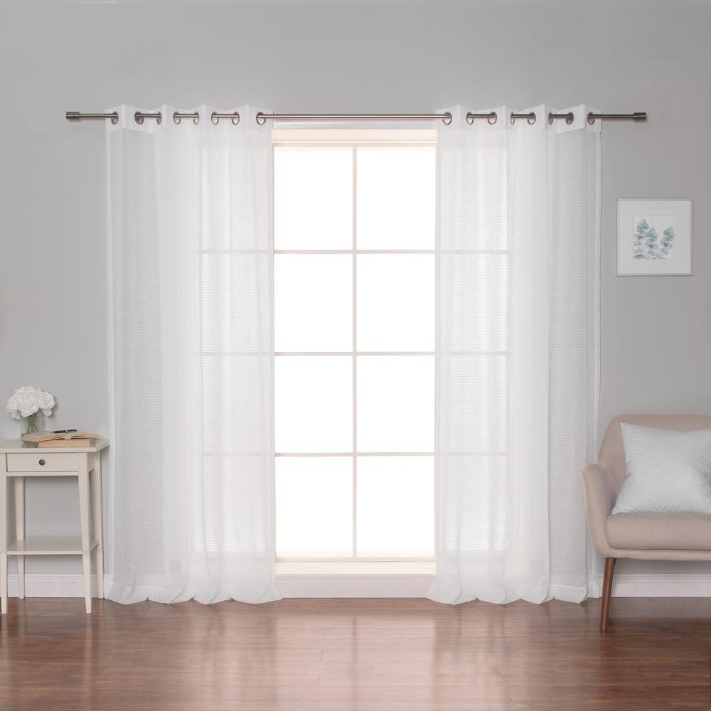 Best Home Fashion 84-in White Polyester Sheer Grommet Curtain Panel ...