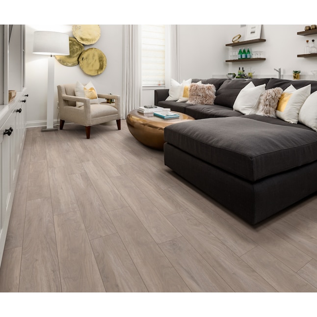 Smartcore Waterproof Flooring Lowes SMARTCORE (Sample) Pro Old Wharf Walnut Gray Wood Look 20-mil