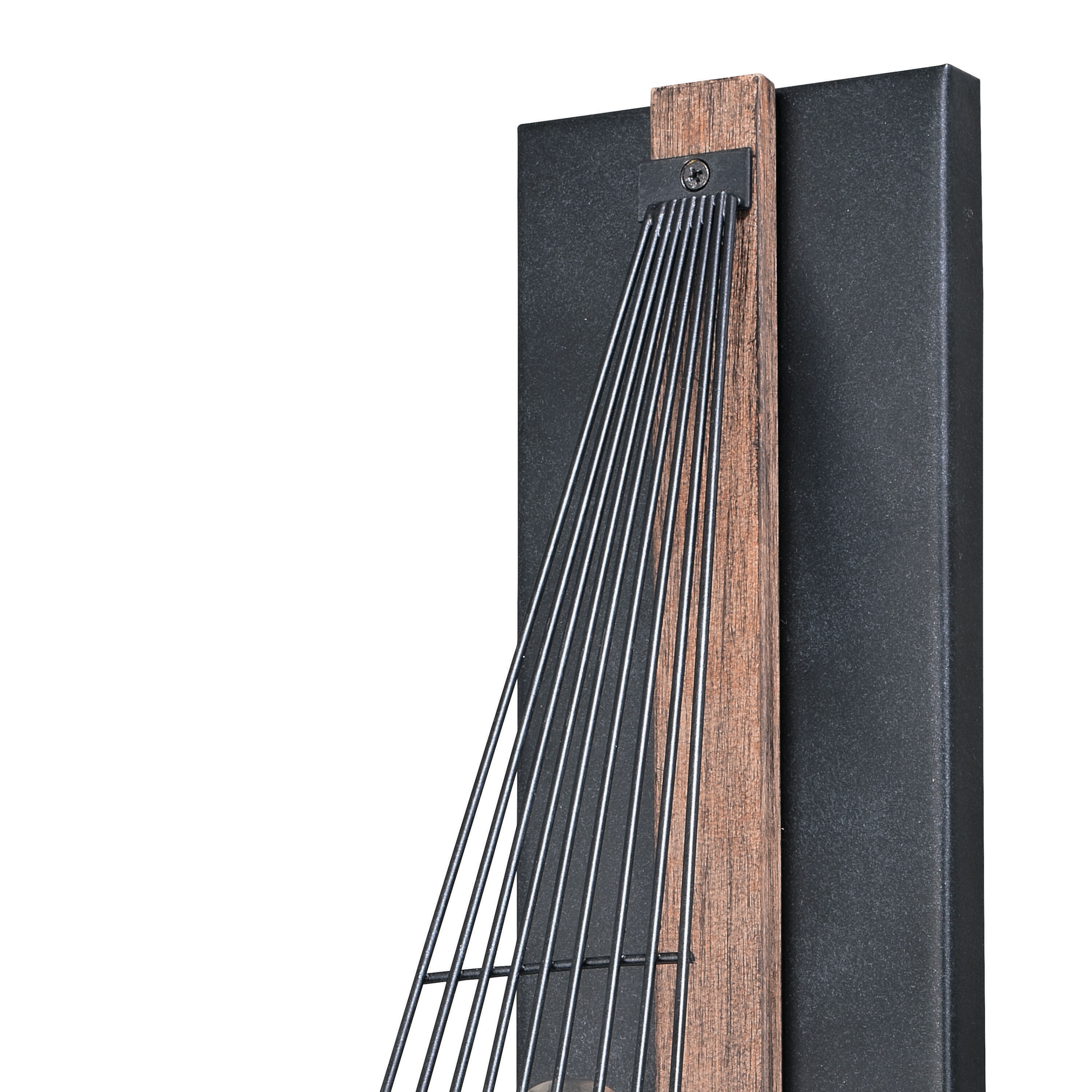 Dearborn Black Iron and Burnished Oak Wall Sconce