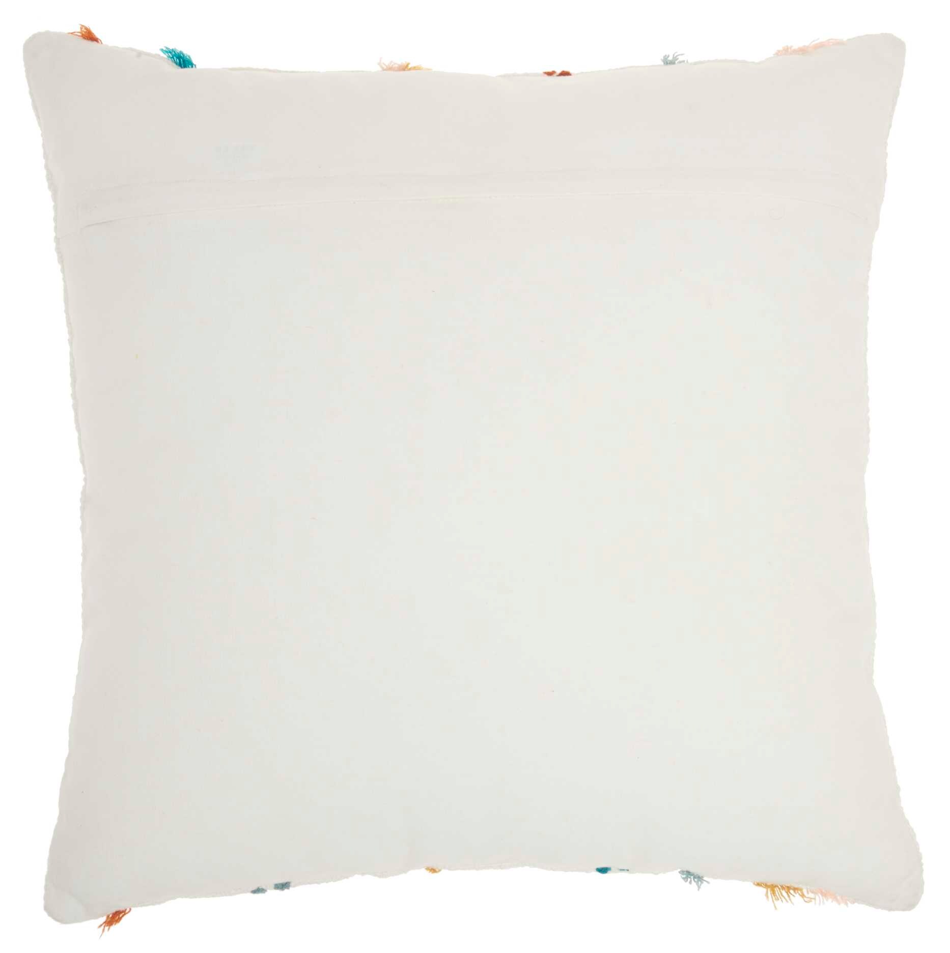 Multicolor Embroidered Cotton Square Throw Pillow 18" x 18"