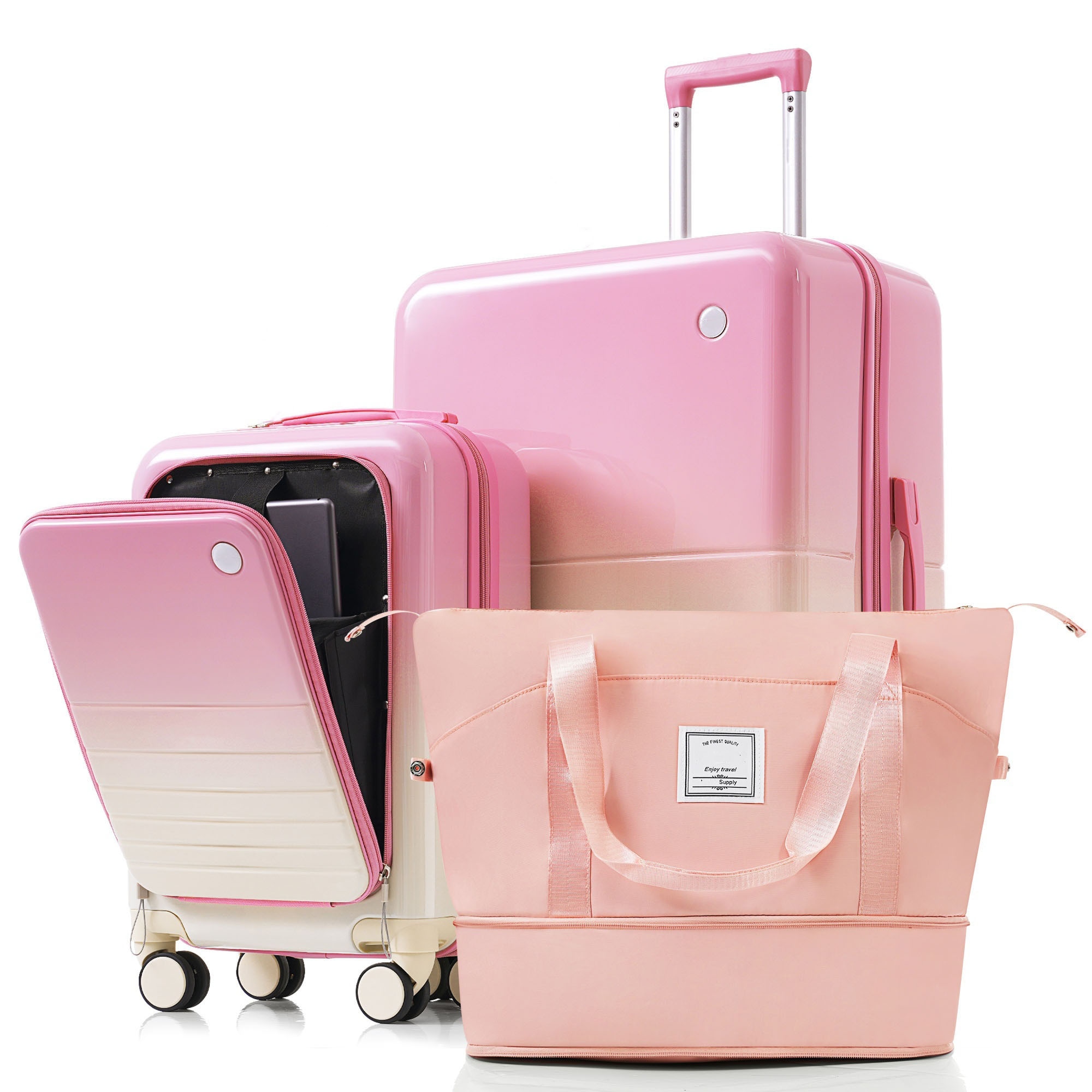 SINOFURN SYD9600001PK 29.5x18.8x12 Pink Plastic Hardshell Suitcase set 3 -Bag