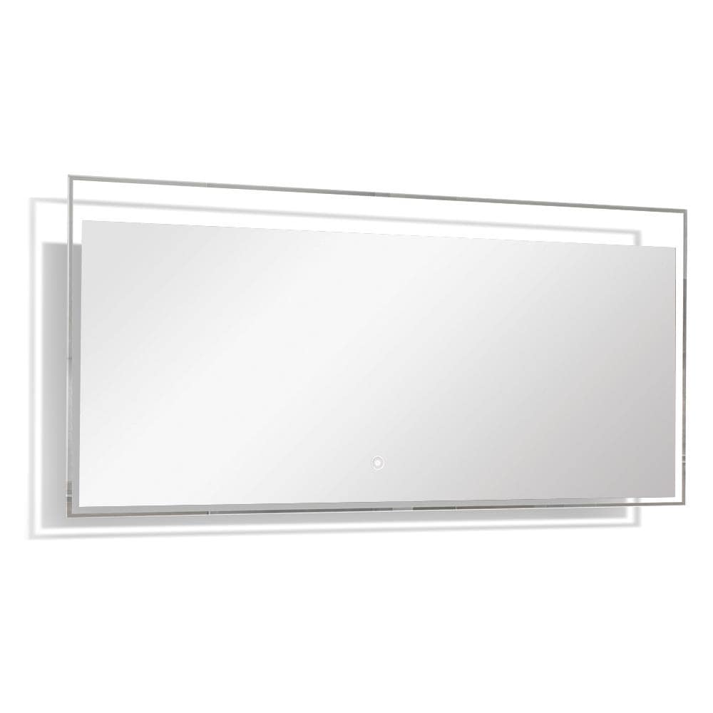 Transolid TLMT5524 Taylor 55.12-in x 23.62-in Lighted Silver Frameless Bathroom Vanity Mirror