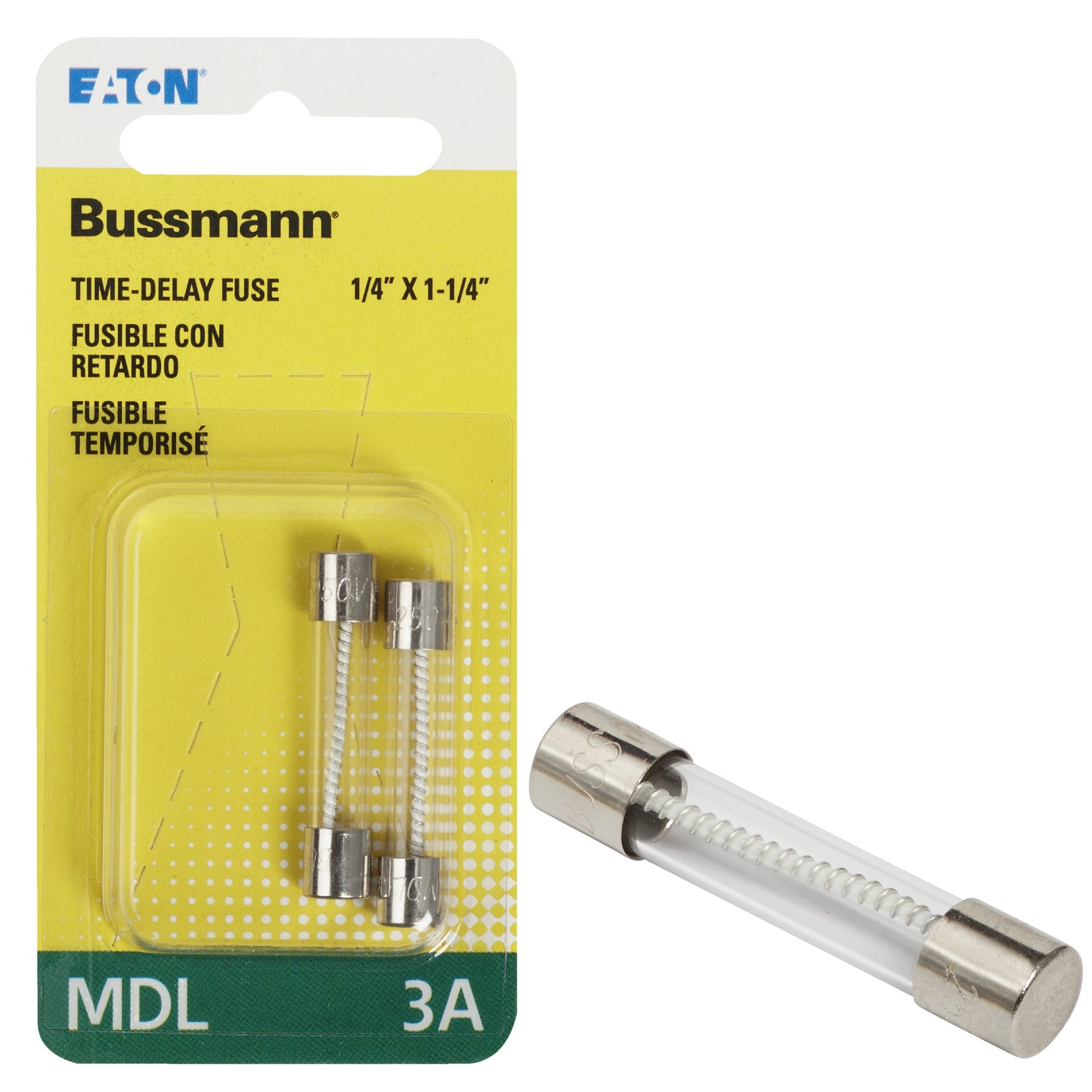 Bussmann  MDL 3A Time-Delay Glass Fuse 250V 1-1/4 in x 1/4 in