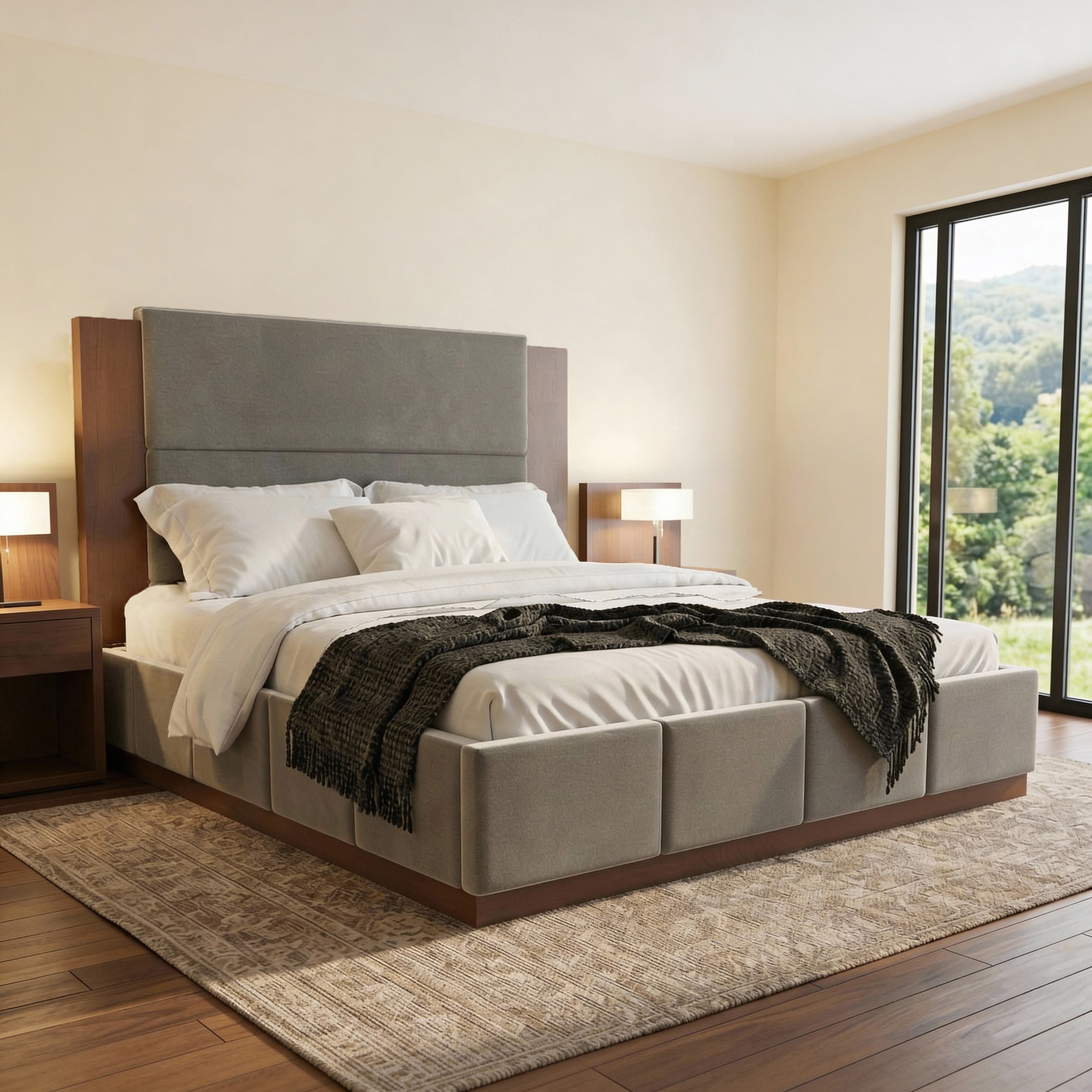 ModernLuxe Assembly Required Upholstered Platform Bed Frame with ...