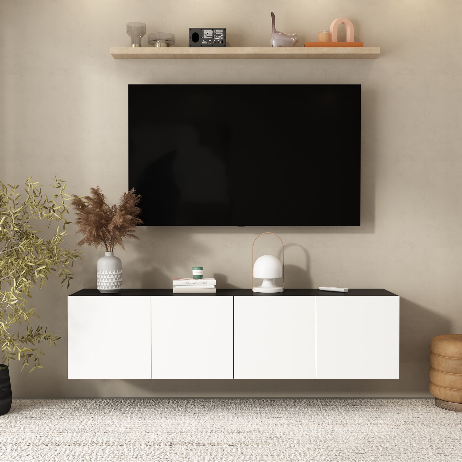 FUFU&GAGA Modern/Contemporary White Tv Cabinet (Accommodates TVs