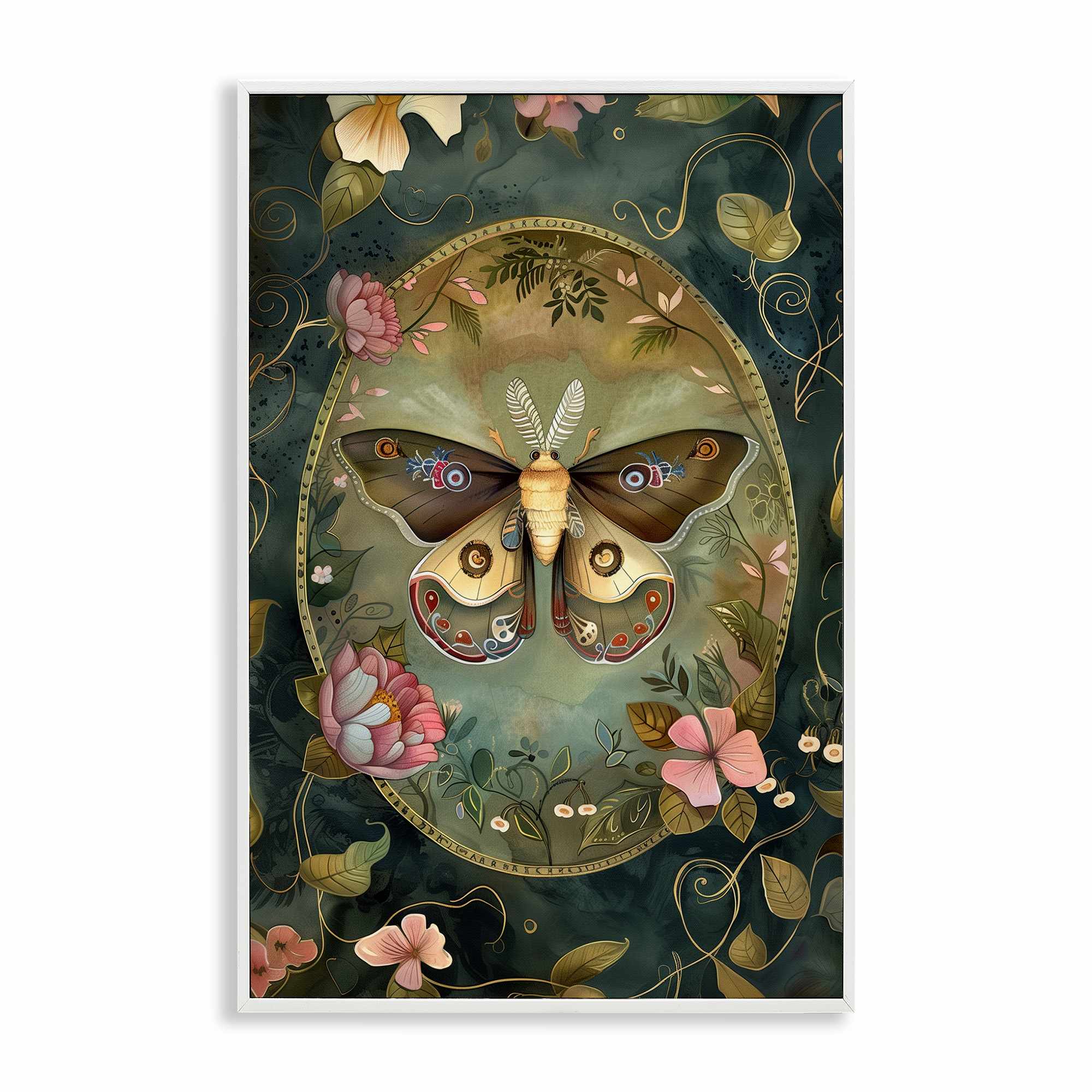 Stupell Industries BT-886-WFR-12X18 Ornate Victorian Moth Framed Giclee design by The Dutch Lady