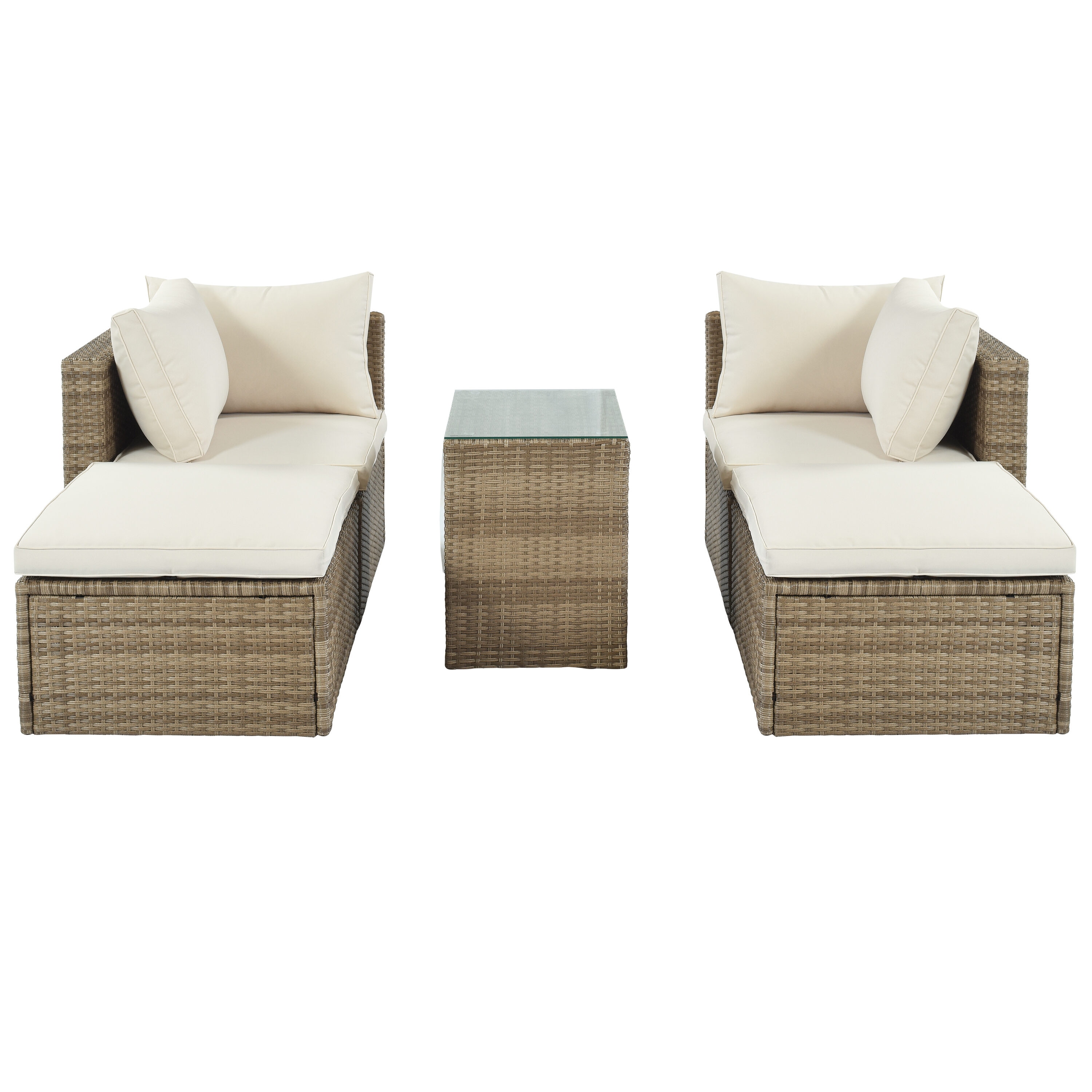 Flynama YC-V-0237AAE 5-piece Wicker Outdoor Patio Coversation Set with Gray Cushions