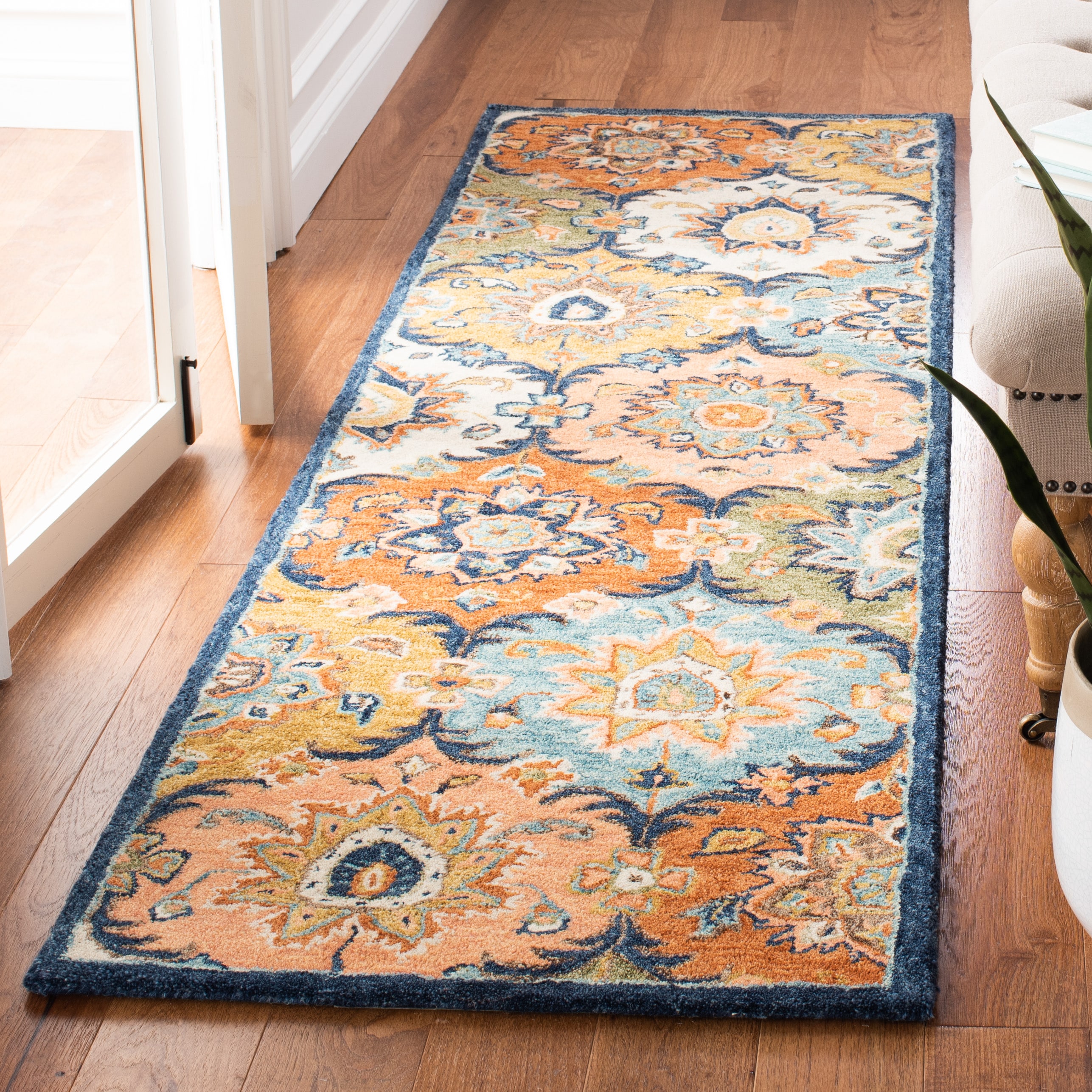  Heritage 357 Blue/Rust Traditional 2ft-3in x 8ft Runner Rug