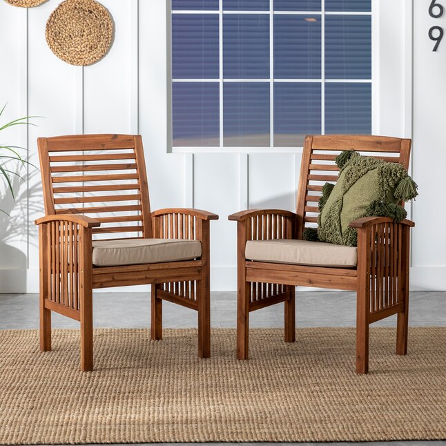 Walker Edison 2 Brown Wood Frame Stationary Conversation Chair(s) with ...