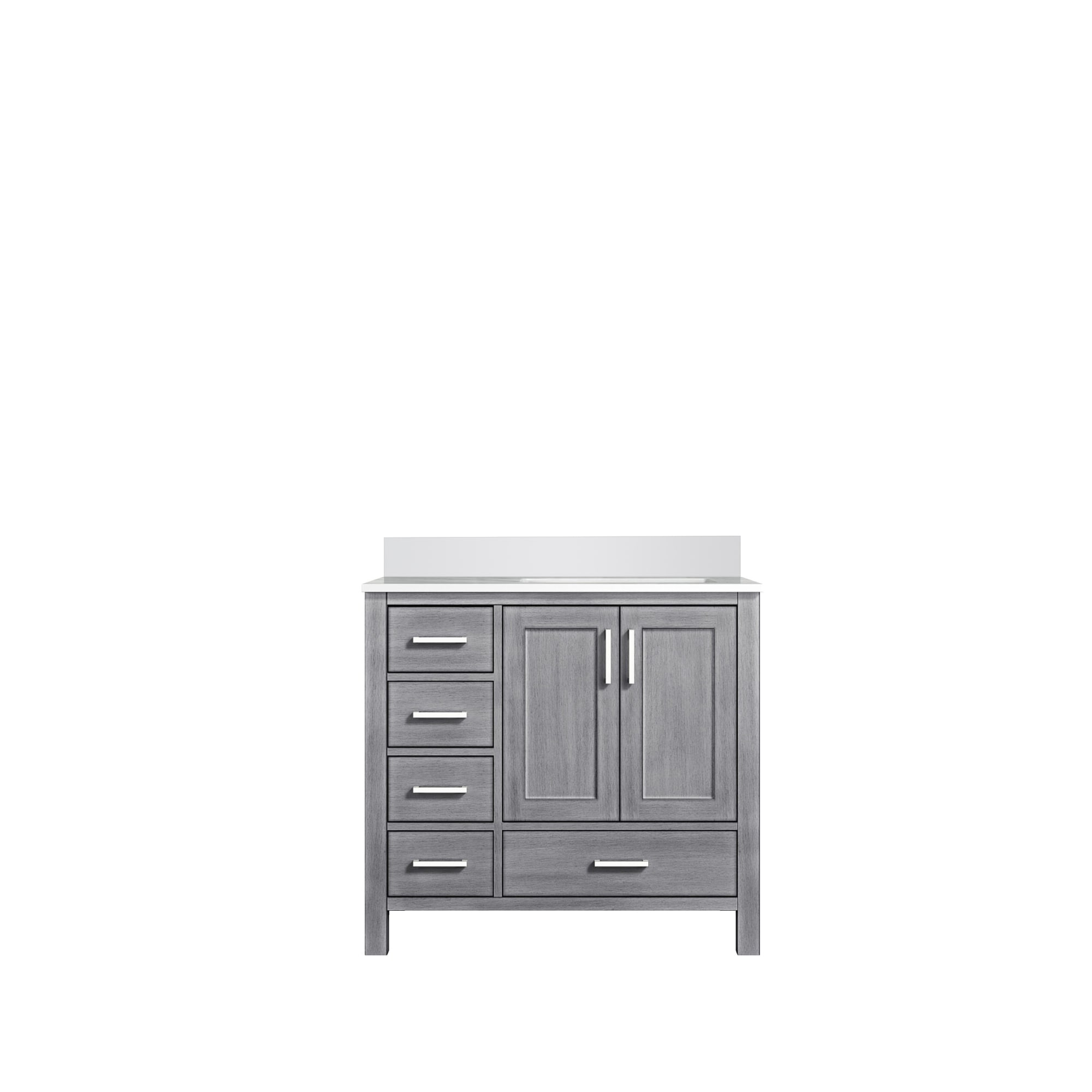 Lexora LVJ36SD300R Jacques 36-in Distressed Grey Undermount Single Sink Bathroom Vanity with White Cultured Marble Top