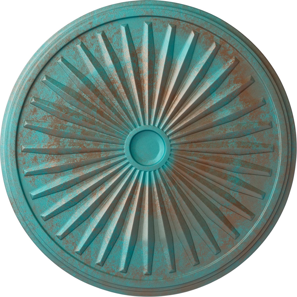 Ekena Millwork CM33LECGS Leandros 33.125-in W x 33.125-in L Painted Copper Green Patina Polyurethane Whole Ceiling Medallion