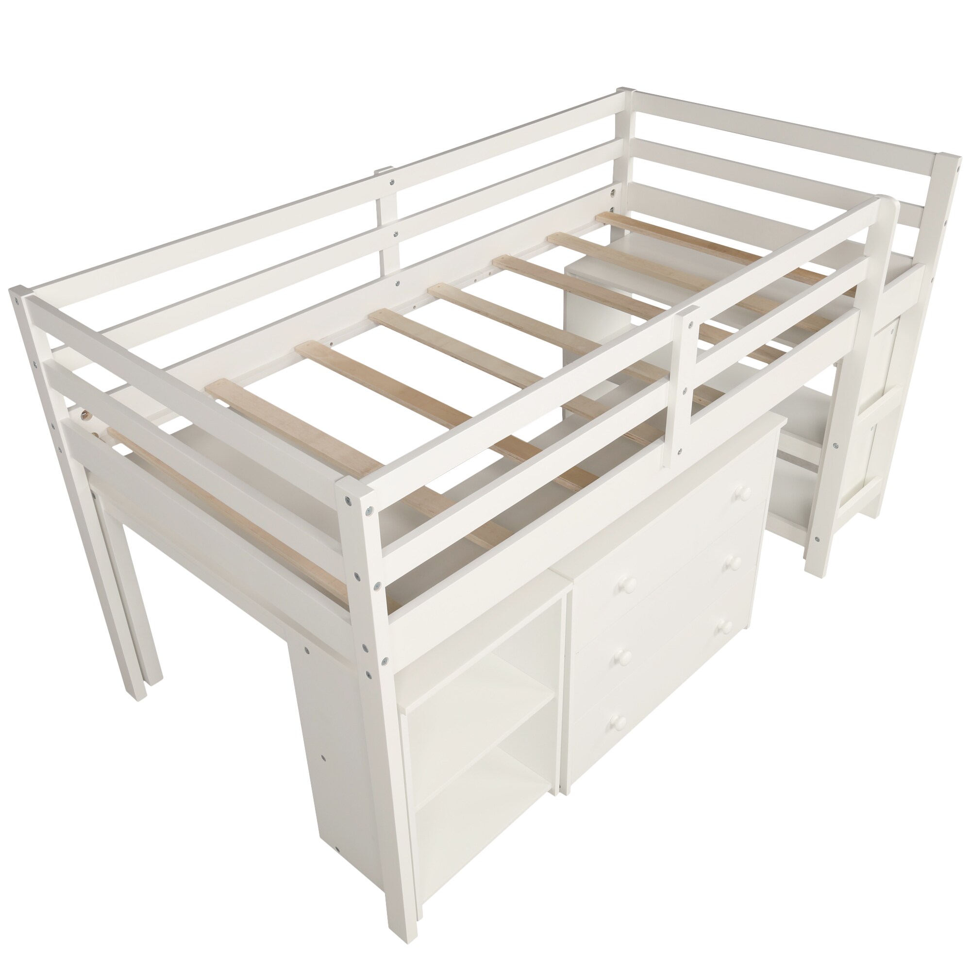 CASAINC Loft bed White Twin Loft Bunk Bed in the Bunk Beds department ...