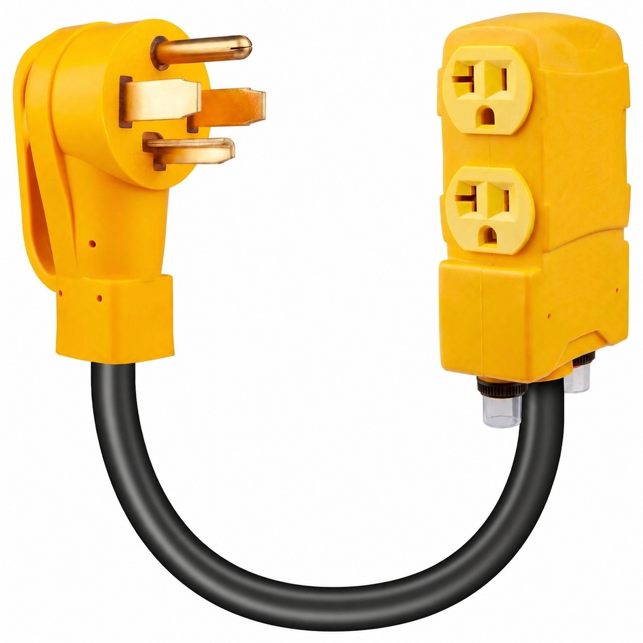 Misopily  RV Distribution Adapter Cord 30 Amp to 20 Amp 110V 3FT NEMA 14 30P to Four 5 20R Outlets Generator Transfer Switch ETL Listed Dual