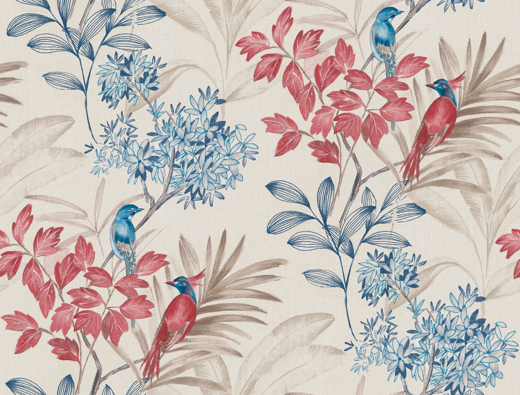 York Wallcoverings TL1925 Handpainted Traditionals 60.8-Sq. Feet Red Non-woven Animals Prepasted Water Activated Paste Wallpaper
