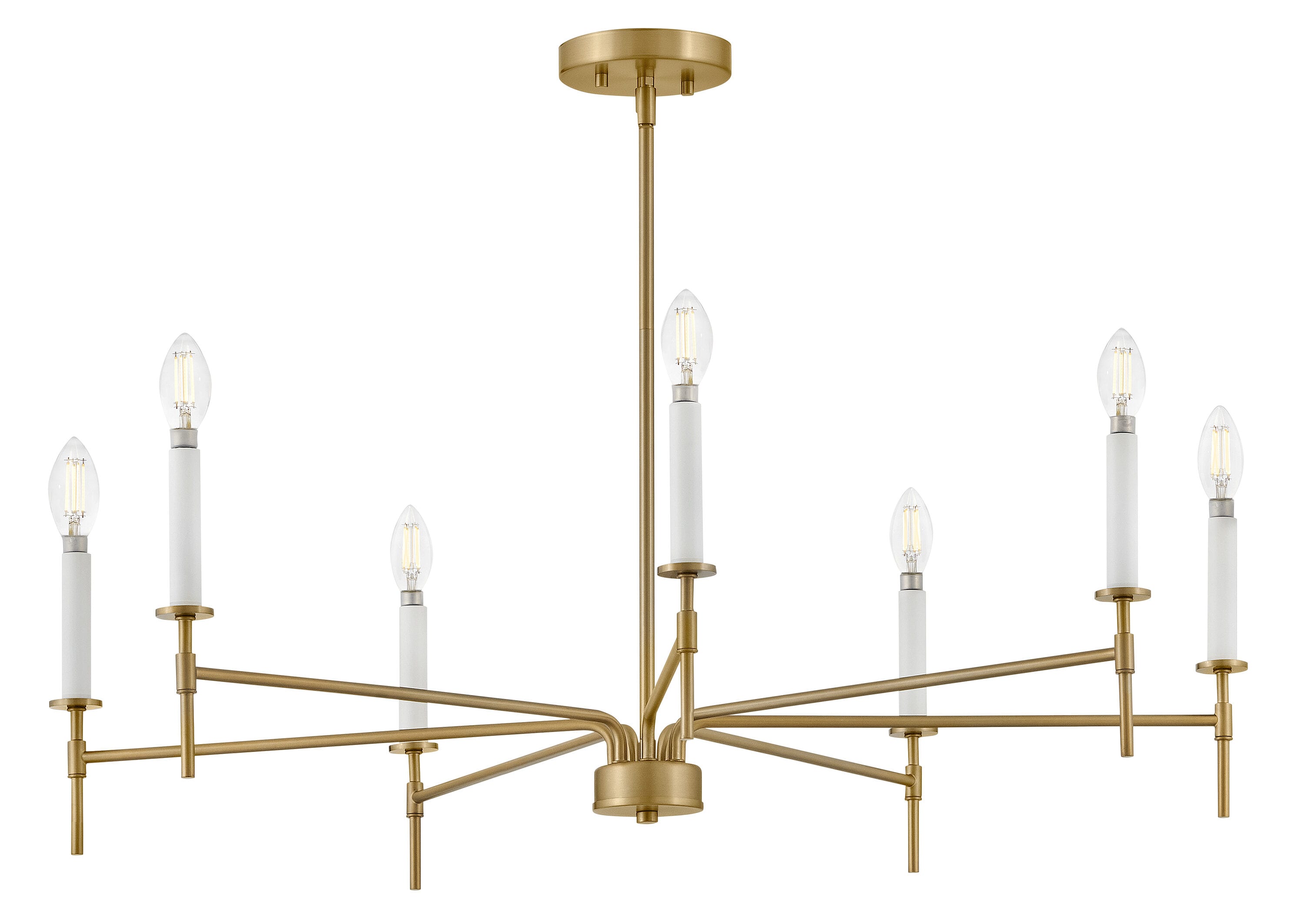 Hux 36" Lacquered Brass 7-Light Candle Style Chandelier