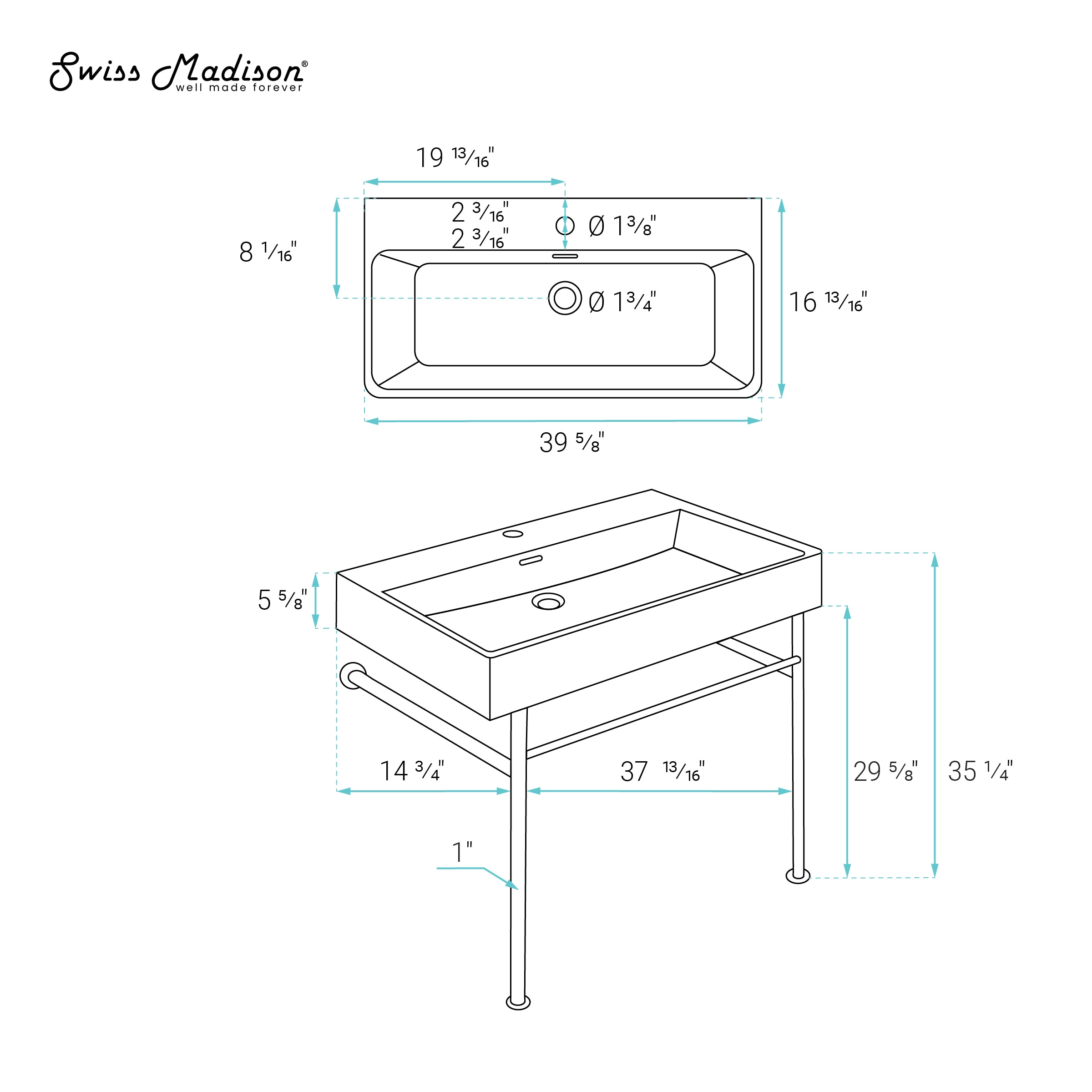 Swiss Madison SM-25-CSREI17BK Console-Sinks - View #7