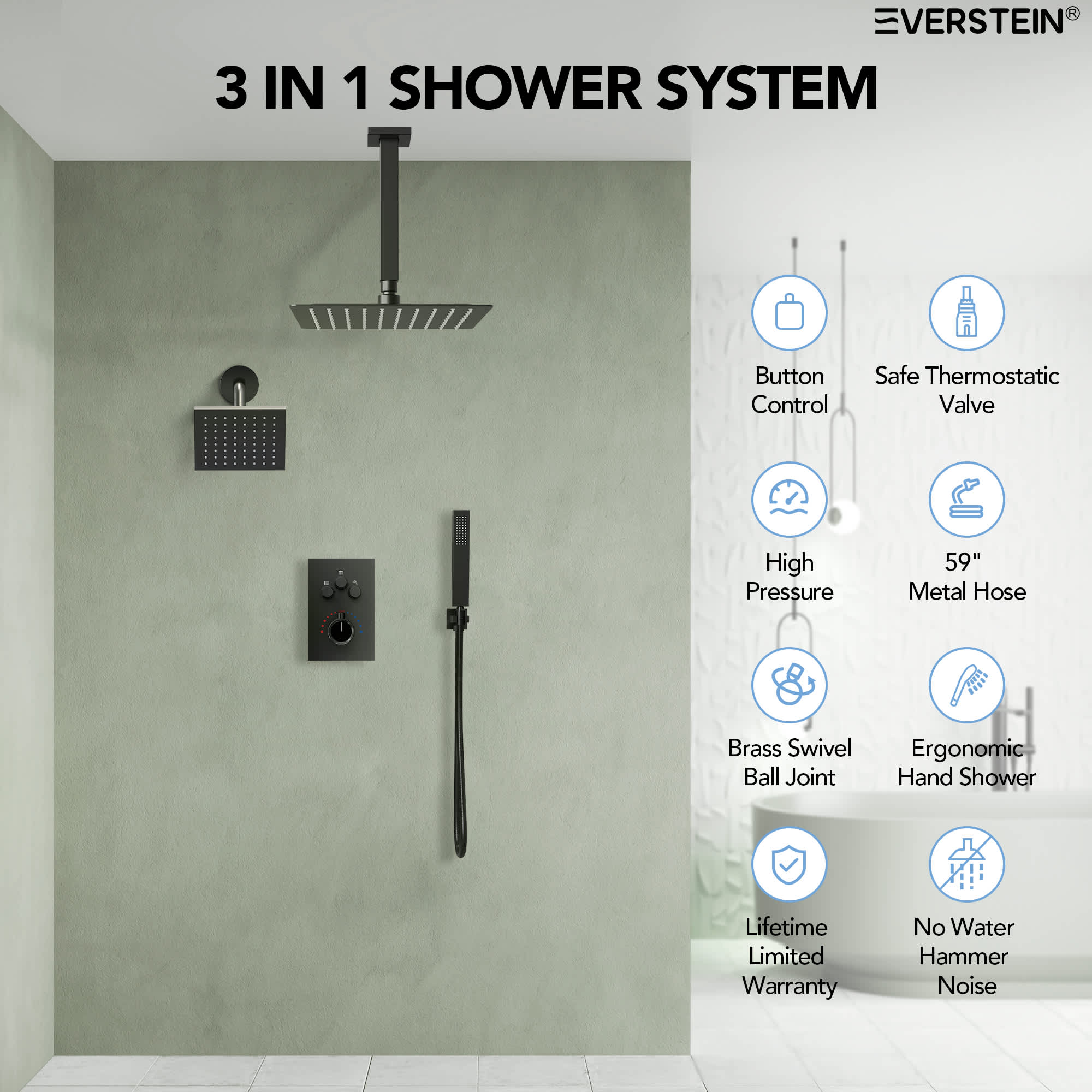 EVERSTEIN SFS1007-BK12 Tub-Shower-Faucets - View #2