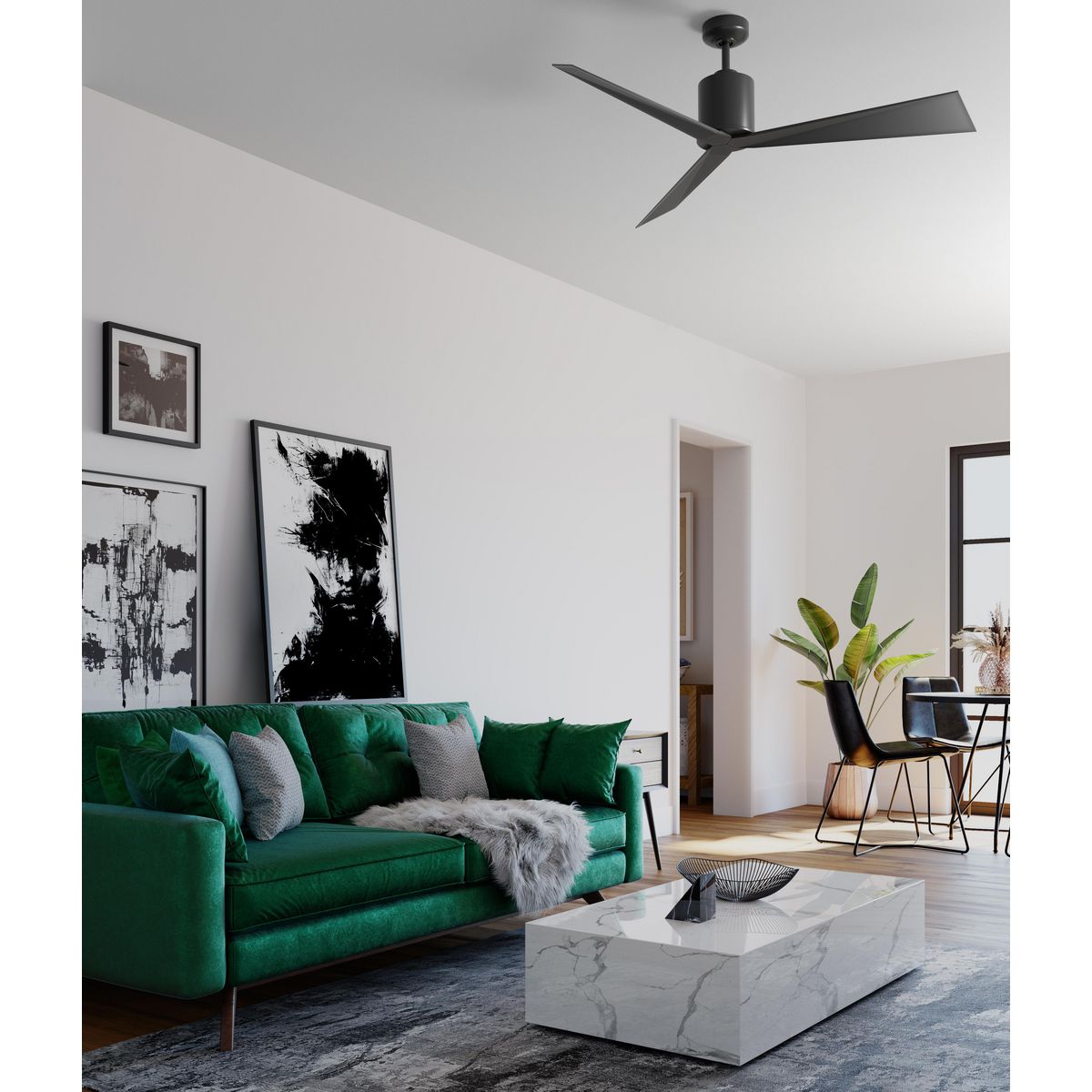 Paso 60'' Matte Black Industrial Ceiling Fan with Remote