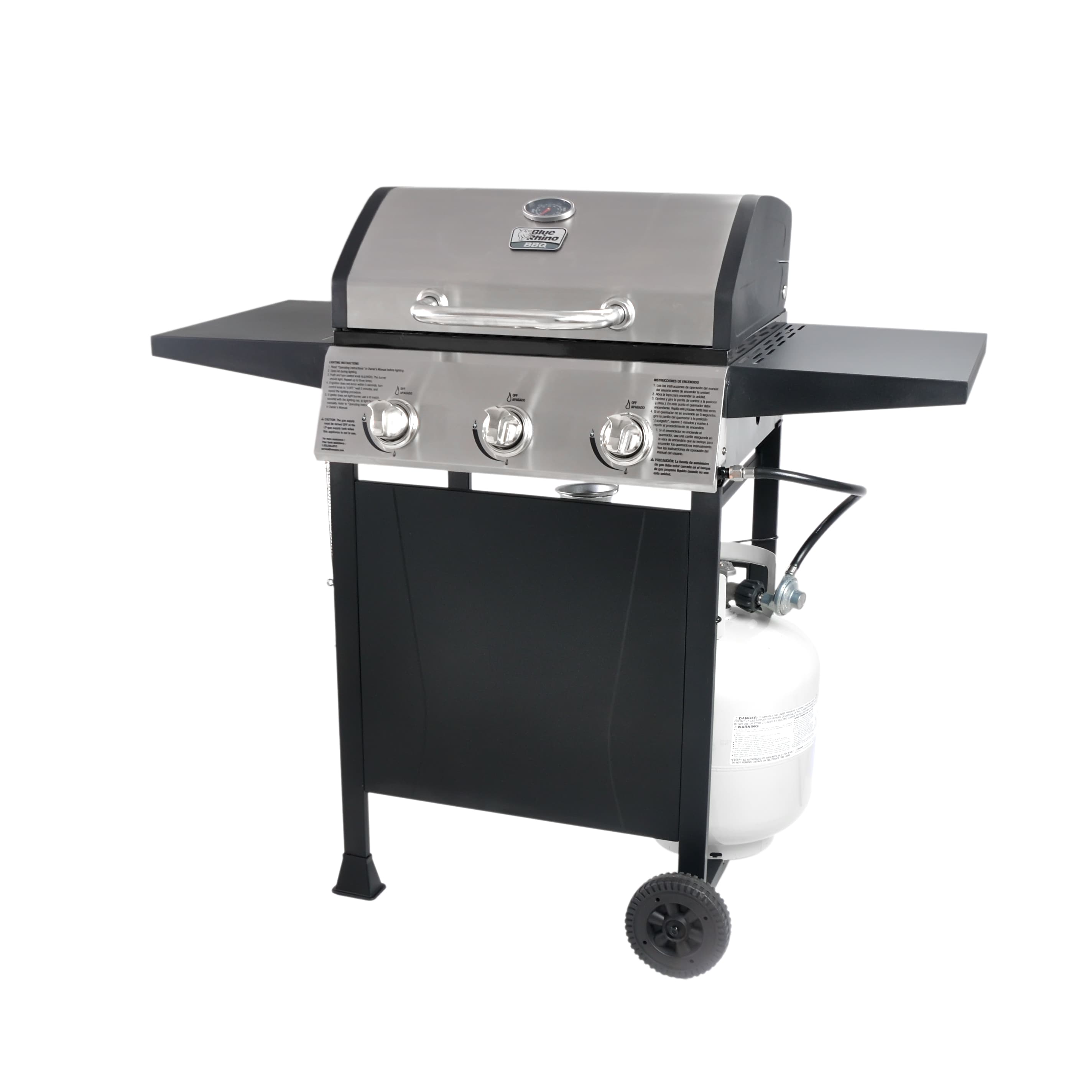 diagonaal Cerebrum Begrafenis Blue Rhino Black and Silver/Porcelain and Stainless Steel 3-Burner Liquid  Propane Gas Grill in the Gas Grills department at Lowes.com