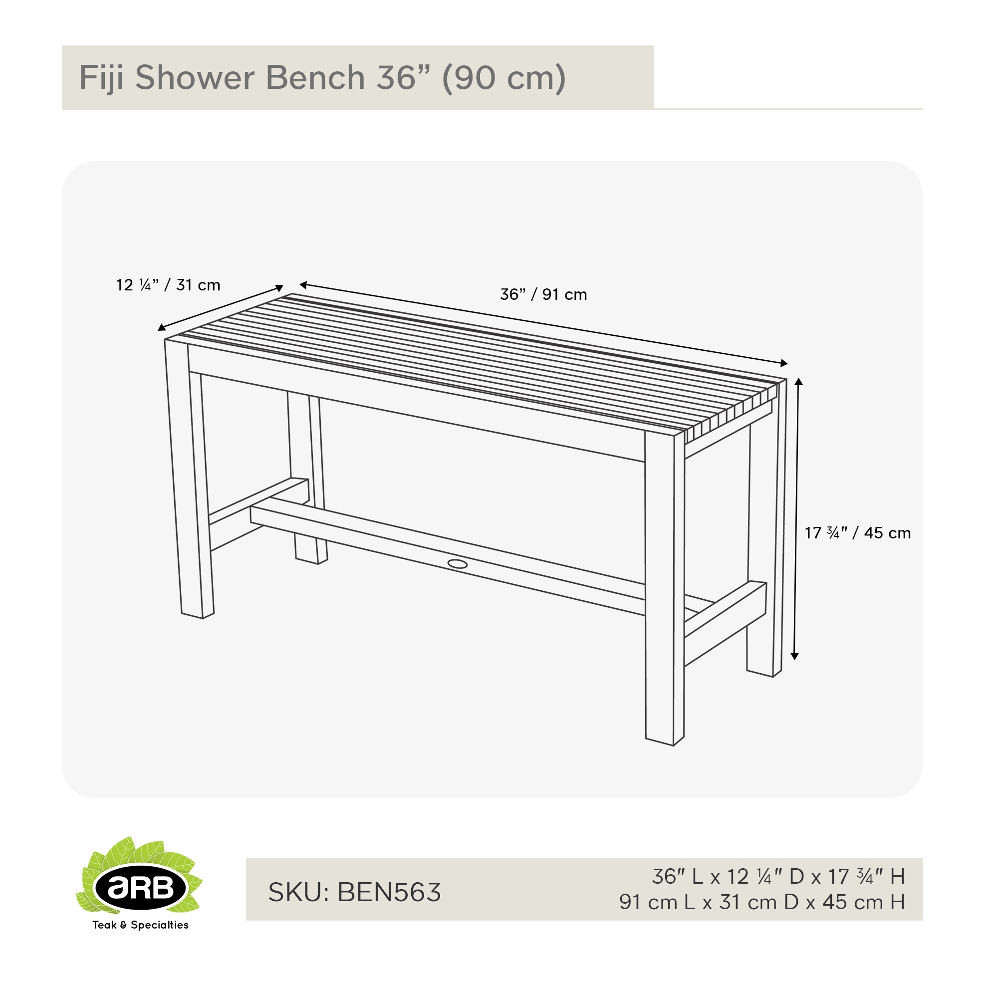 ARB Teak & Specialties BEN563 Bath-Safety-Seats-Benches - View #10