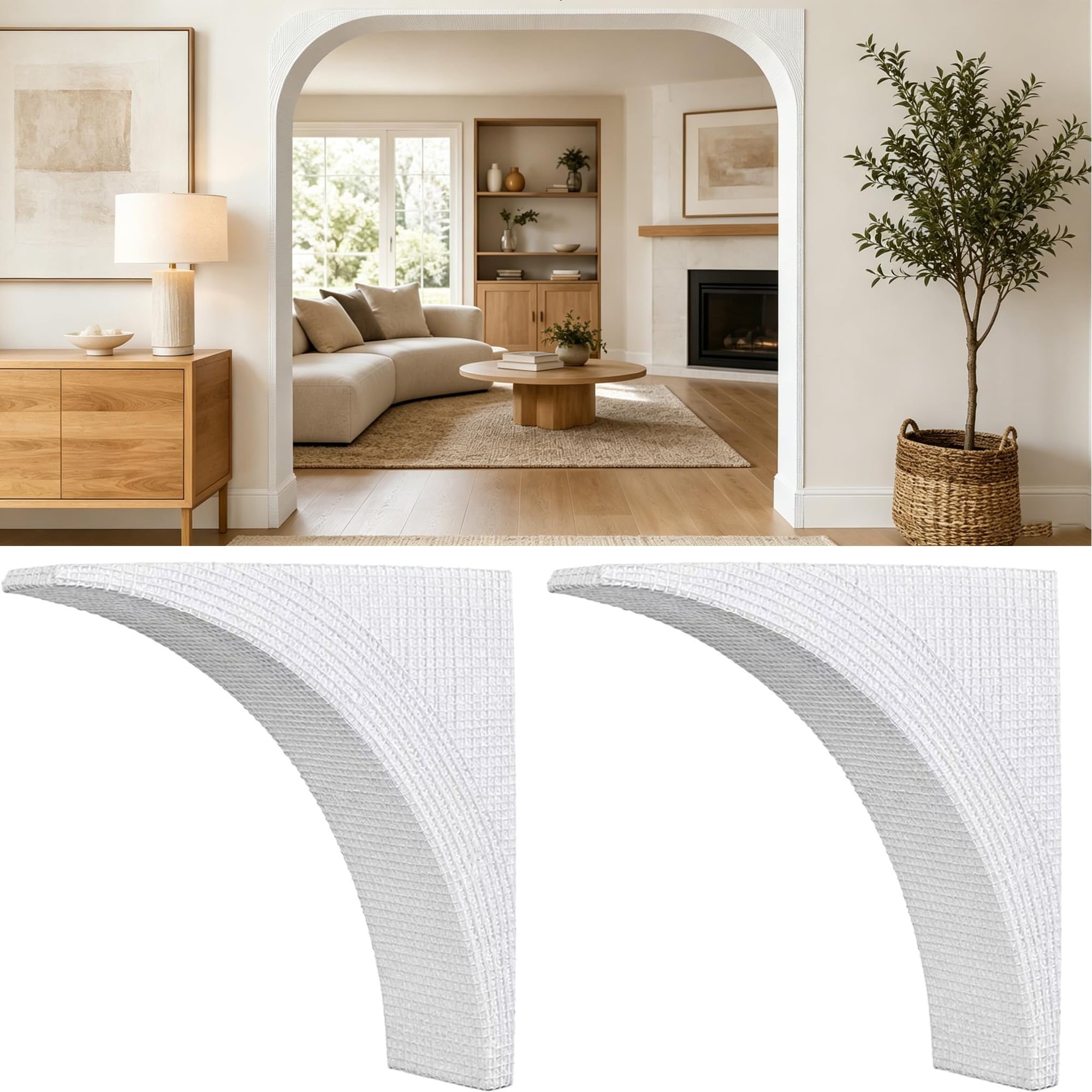 Lukvuzo  2 Piece Foam Doorway Arch Kit with Fiberglass Mesh 8.66 x 8.66 x 5.12 Inch Rounded Arch Forms for Wall and Doorway Decoration