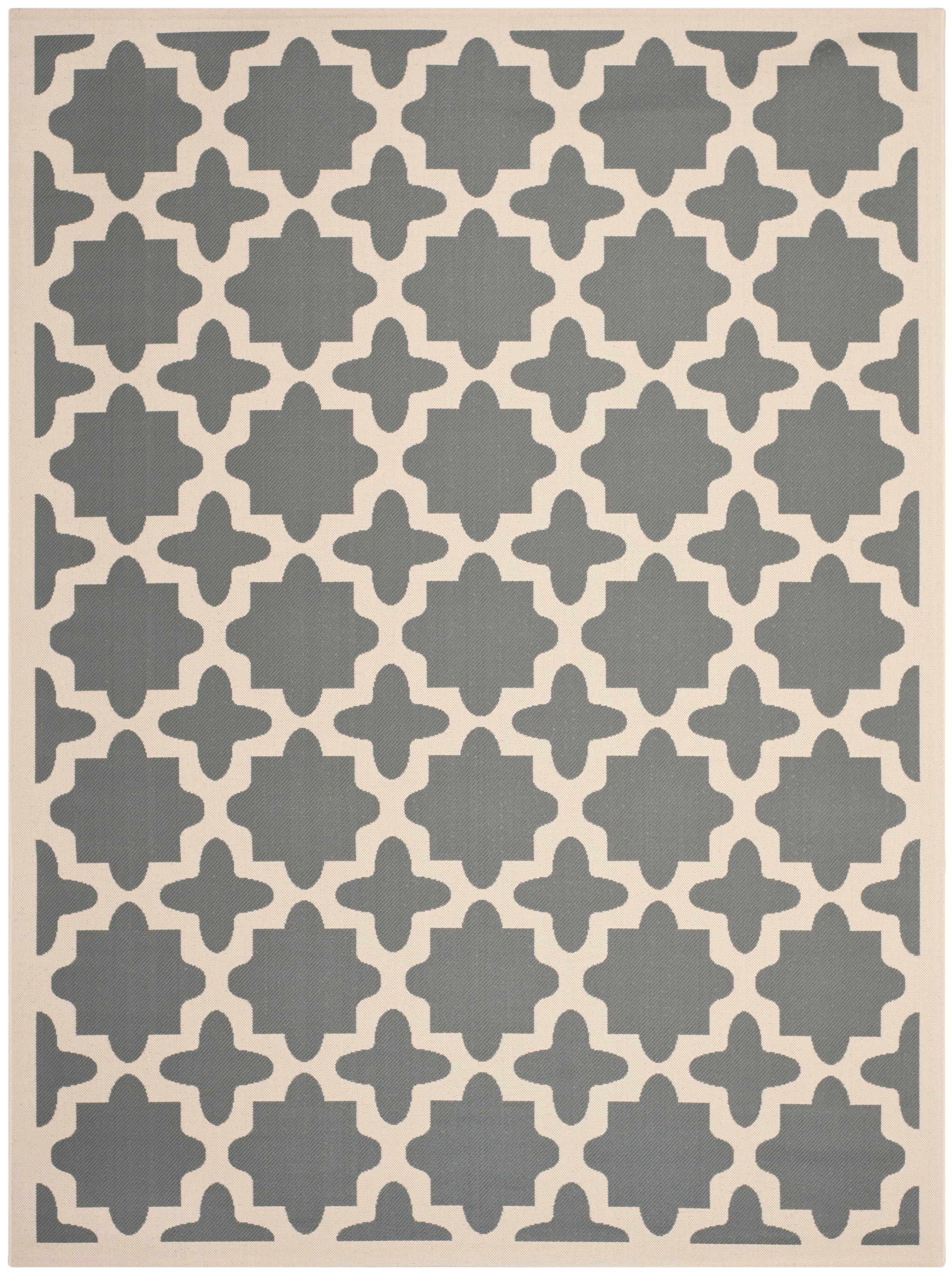 Safavieh CY6913-246-6 Courtyard Hawi 7 x 10 (ft) Loomed Polypropylene Anthracite/Beige Rectangular Indoor/Outdoor Geometric Coastal Area rug