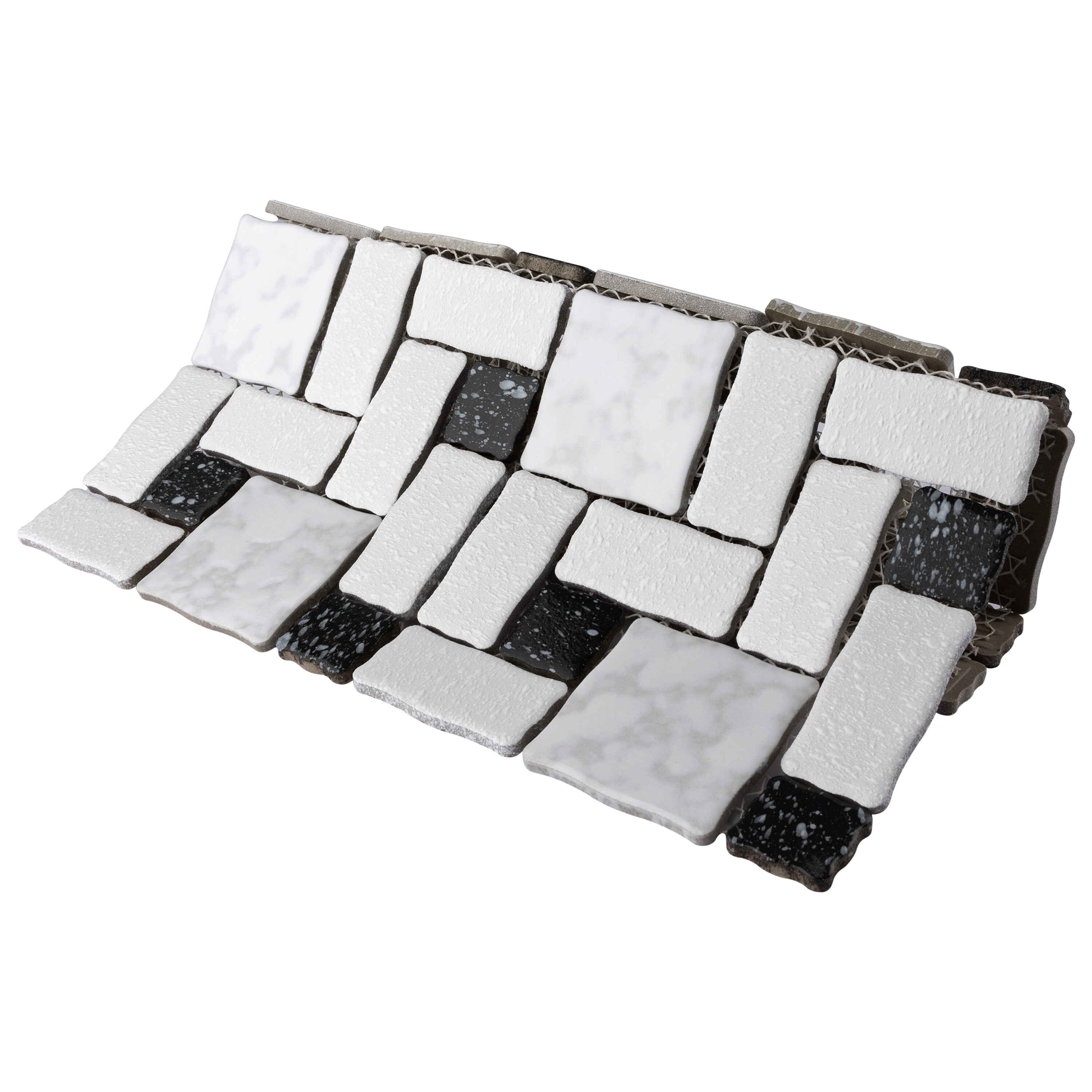 Academy 12" x 12" Black and White Porcelain Mosaic Tile