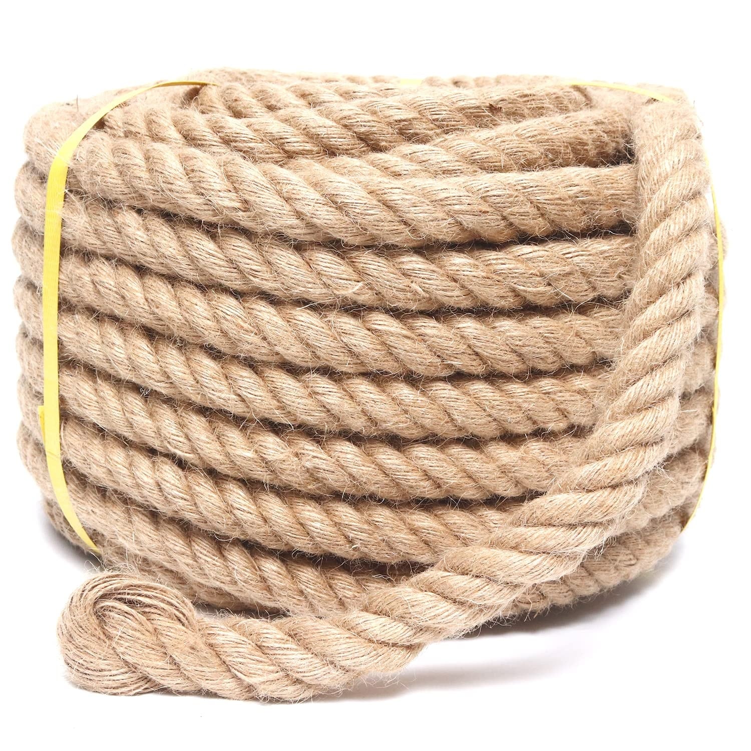 Phyfalip  Natural Jute Rope 1 Inch Thick 100 Feet Heavy Duty Twisted Hemp Rope Roll for Crafts Gardening Climbing Hammock Nautical Tug of War