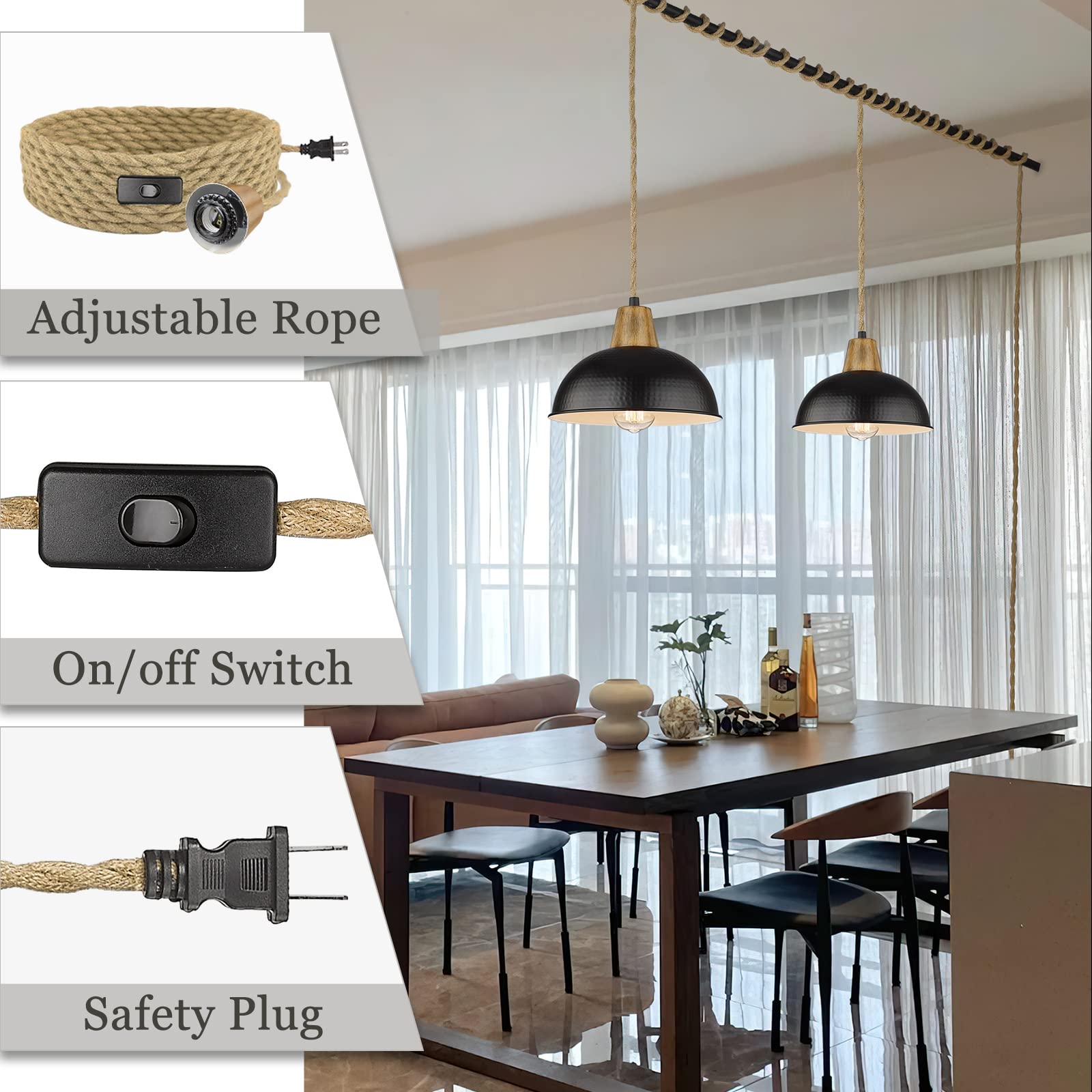 LTMATE LSZG60MIL-2 BK+WD Pendant-Lights - View #3