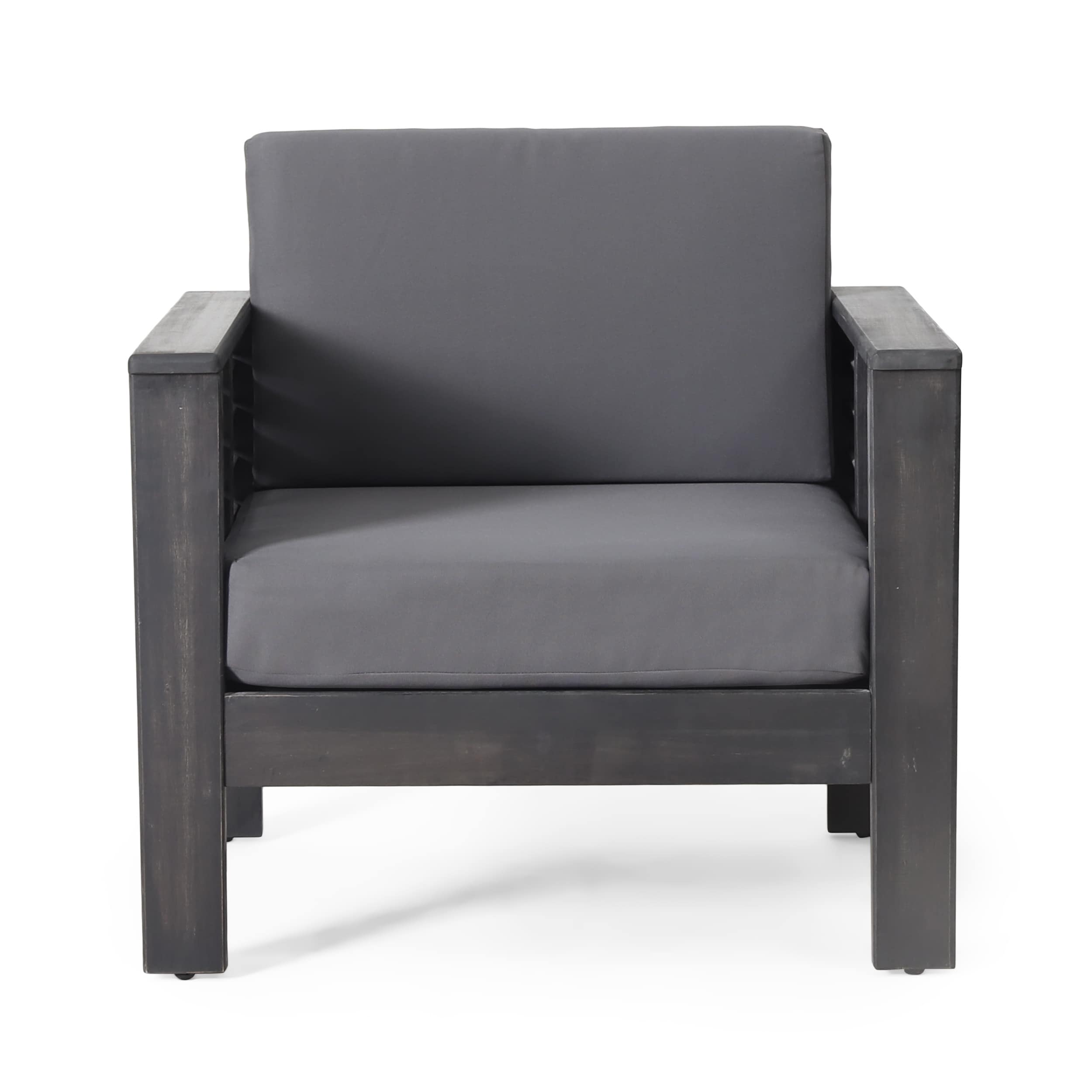 AHIOU HOME ZAAHG-DGRYAC Gray Wood Frame Stationary Conversation Chair with Gray Cushioned Seat