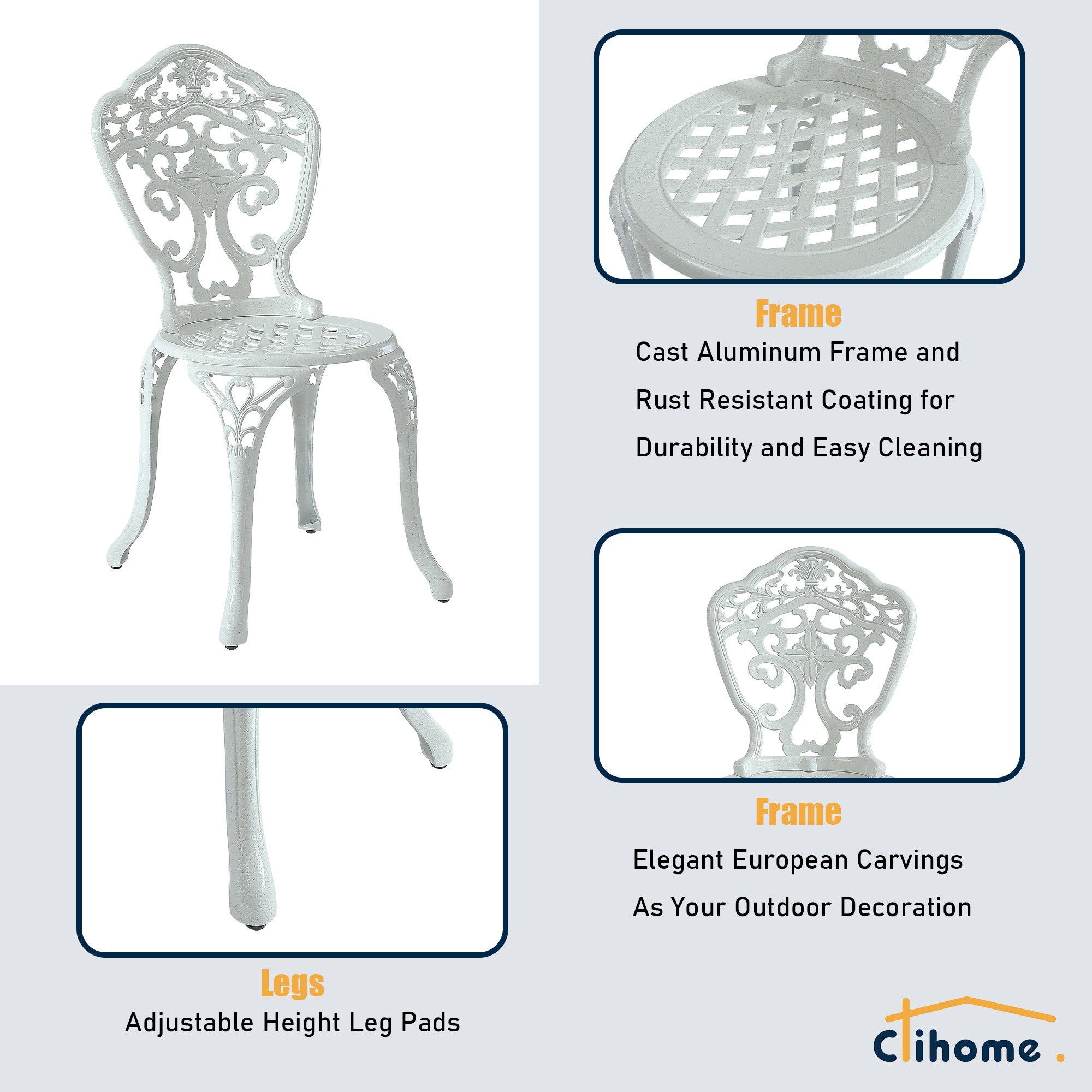 Clihome CL6026C-WH Patio-Chairs - View #4