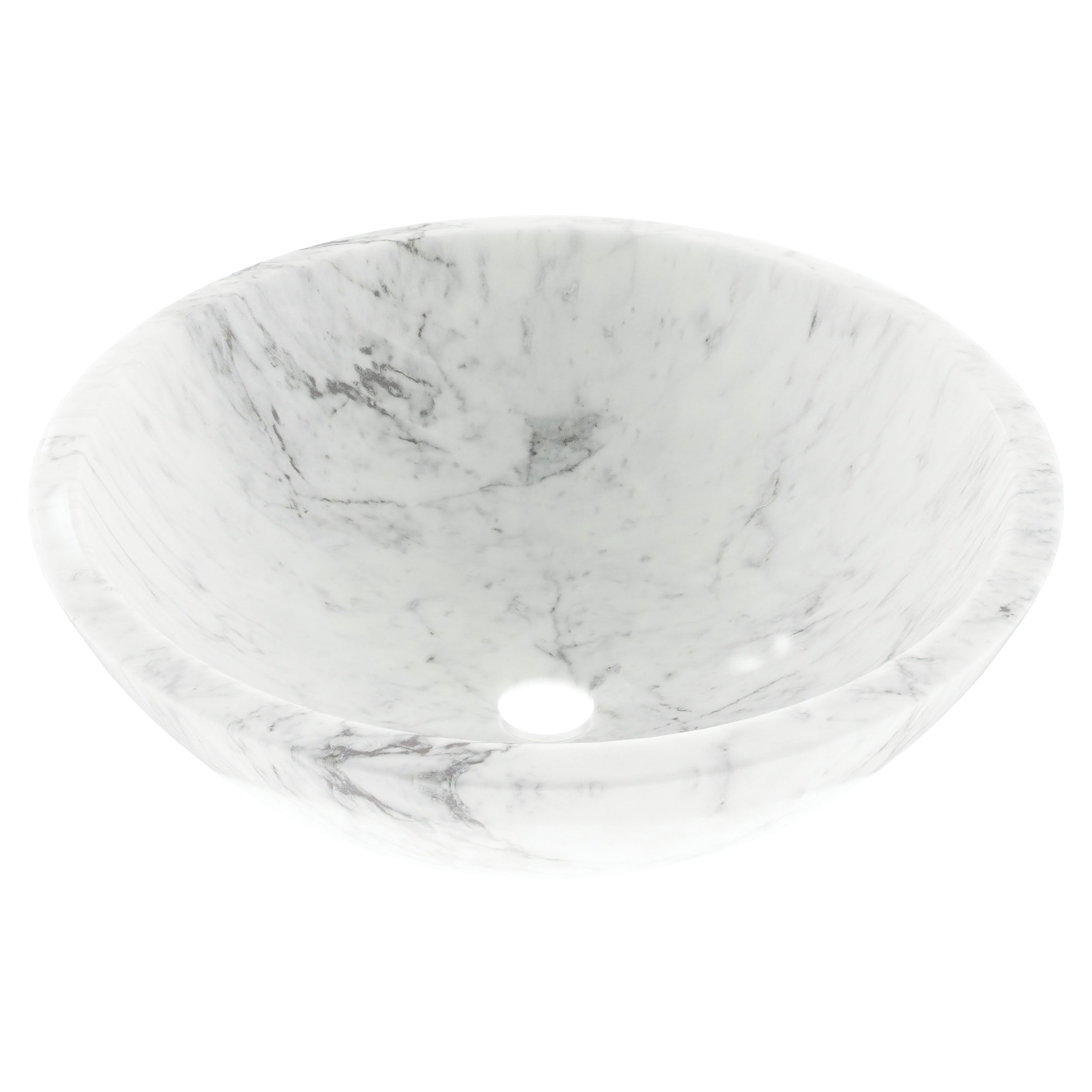 Novatto Carrara Marble 17-in Vessel Round Traditional White Bathroom Sink