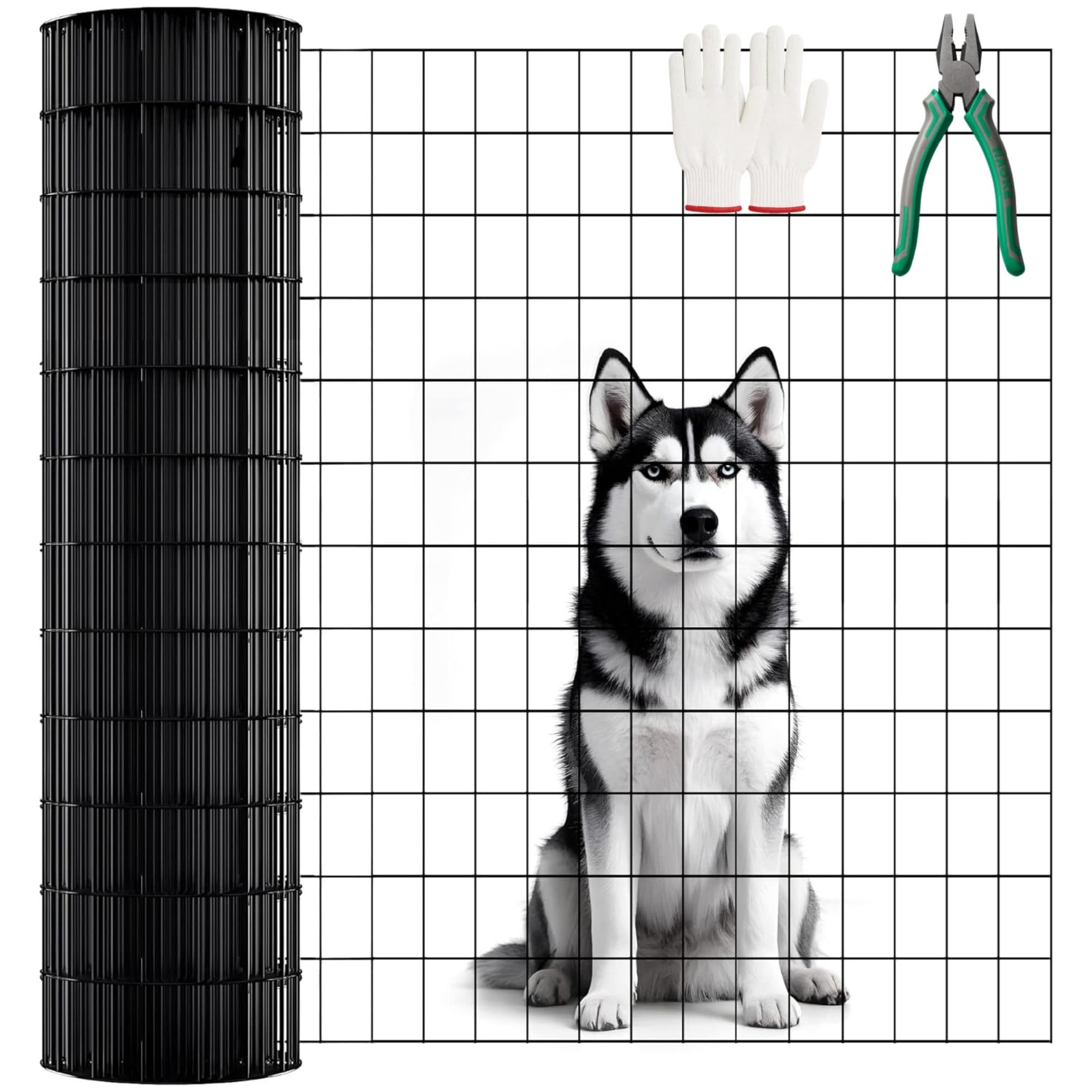 Lirago 48 inch x 99 Ft Black Vinyl-Coated Metal Mesh 16 Gauge 2/3 inch Black Pvc Metal Mesh Black Welded Wire Mesh Support Poultry Cage Protective Fence
