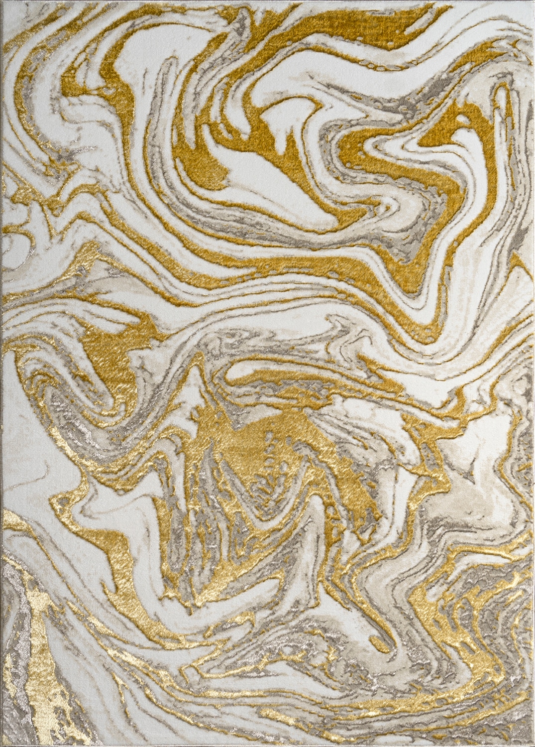 Amazing Rugs PAZGD0224-35 3 x 5 (ft) Polyester Beige/Gold Rectangular Indoor Abstract Area rug