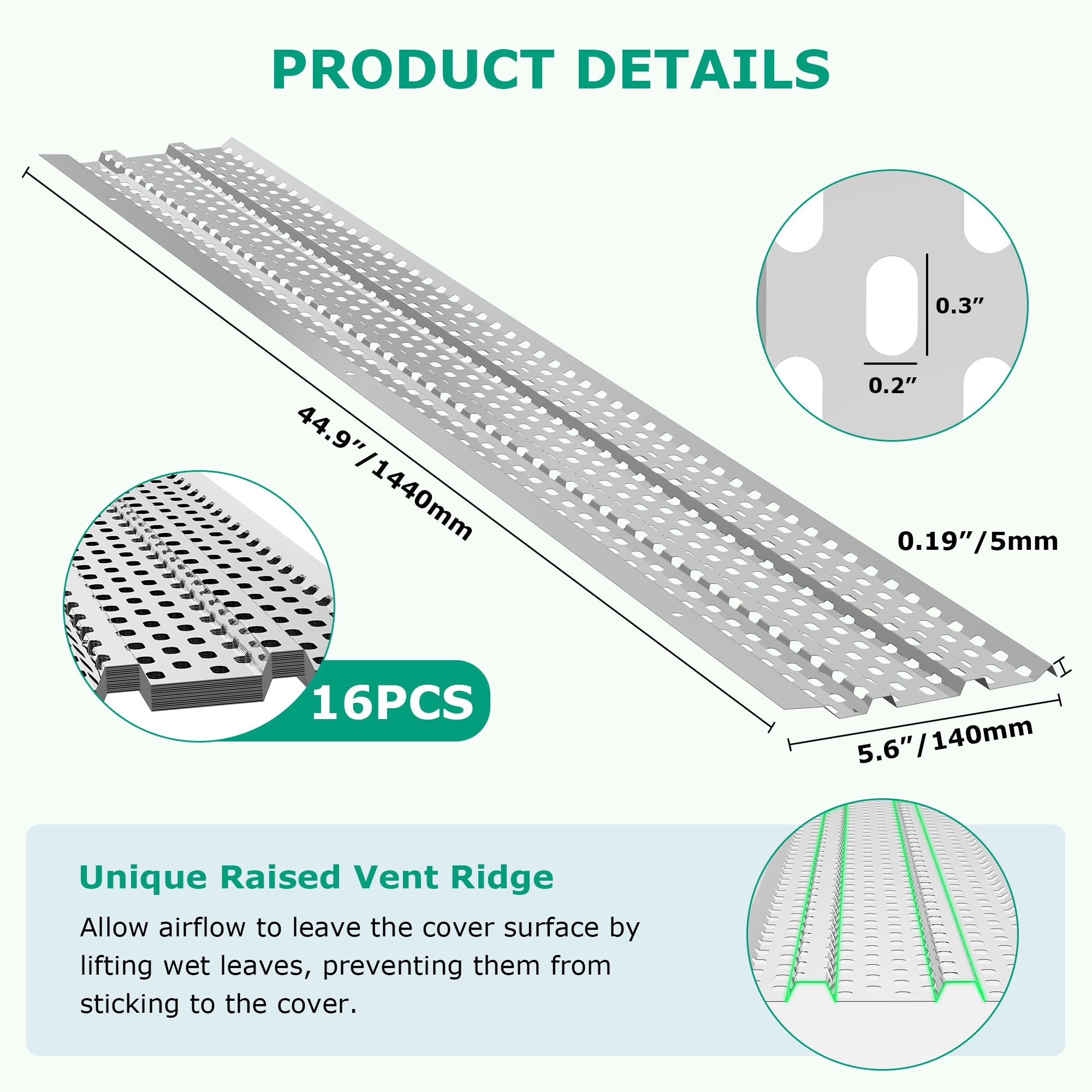 Anqtovp Gutter Guard 5 Inch Heavy Duty Aluminum Leaf Guard Easy On DIY ...