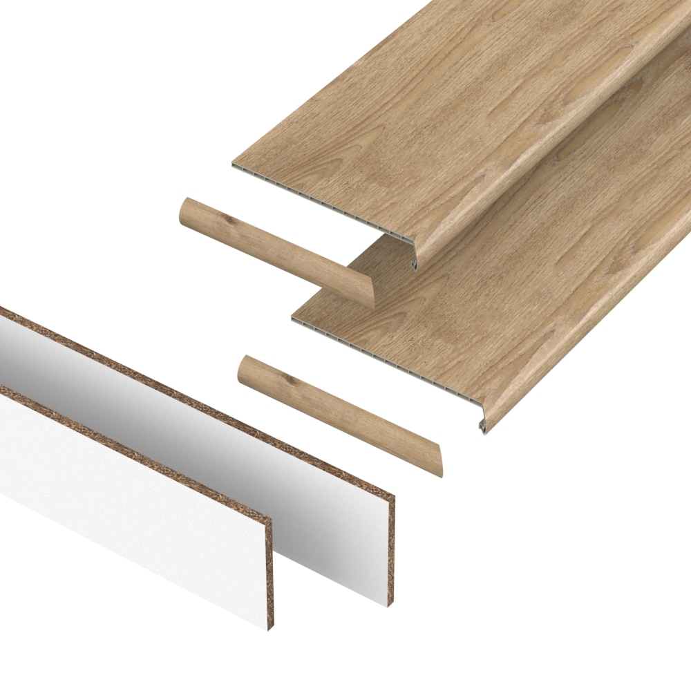 Pergo VTDKS-PR051 2-pack Stairtread and Riser Kit 48-in x 12.2-in x 1.73-in Jewel Vinyl Reversible return Bullnose Stair Tread