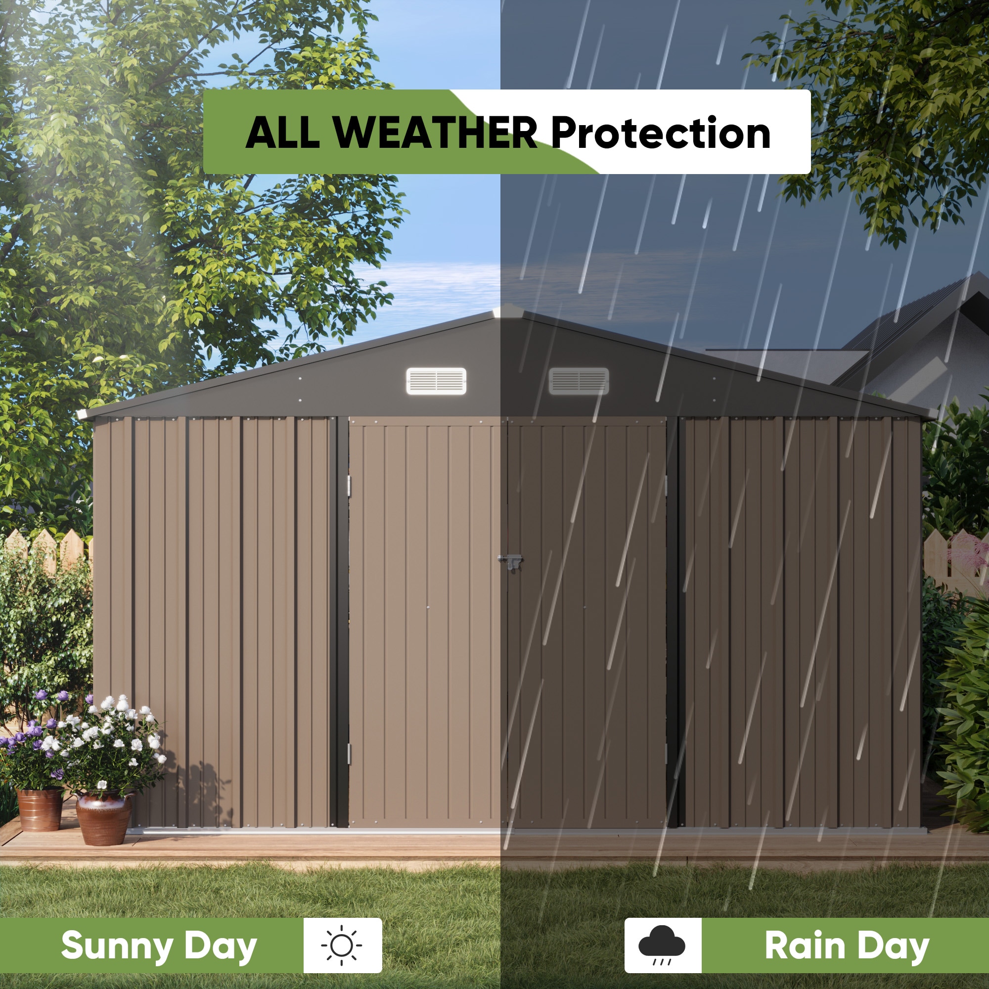 Patiowell 10-ft x 10-ft Galvanized Steel Storage Shed in the Metal ...