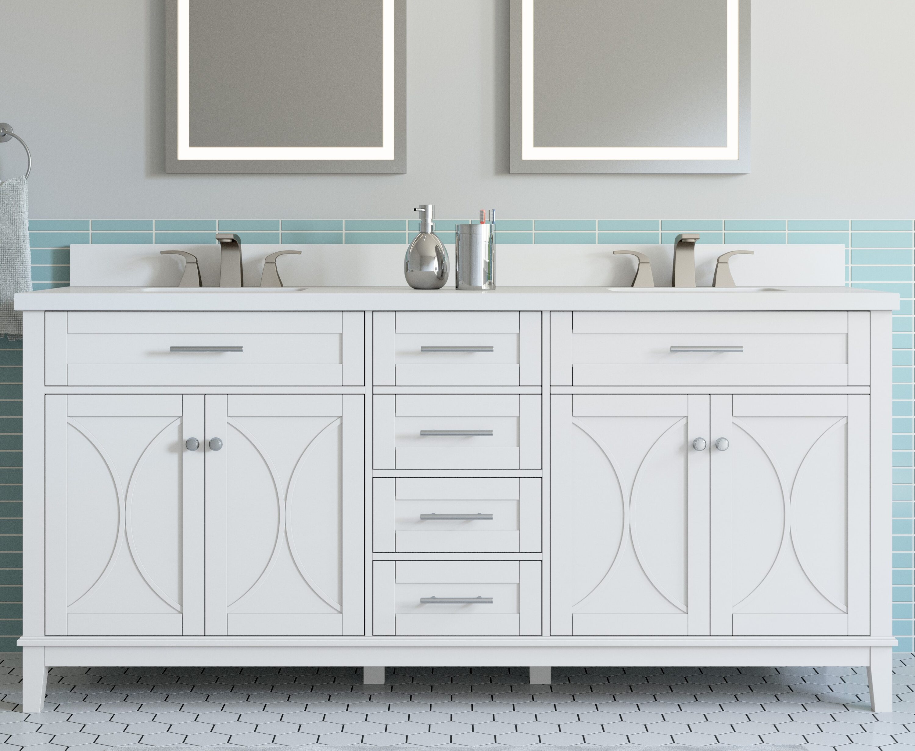 allen + roth Brinkhaven 20-in x 28-in White Framed Bathroom Vanity