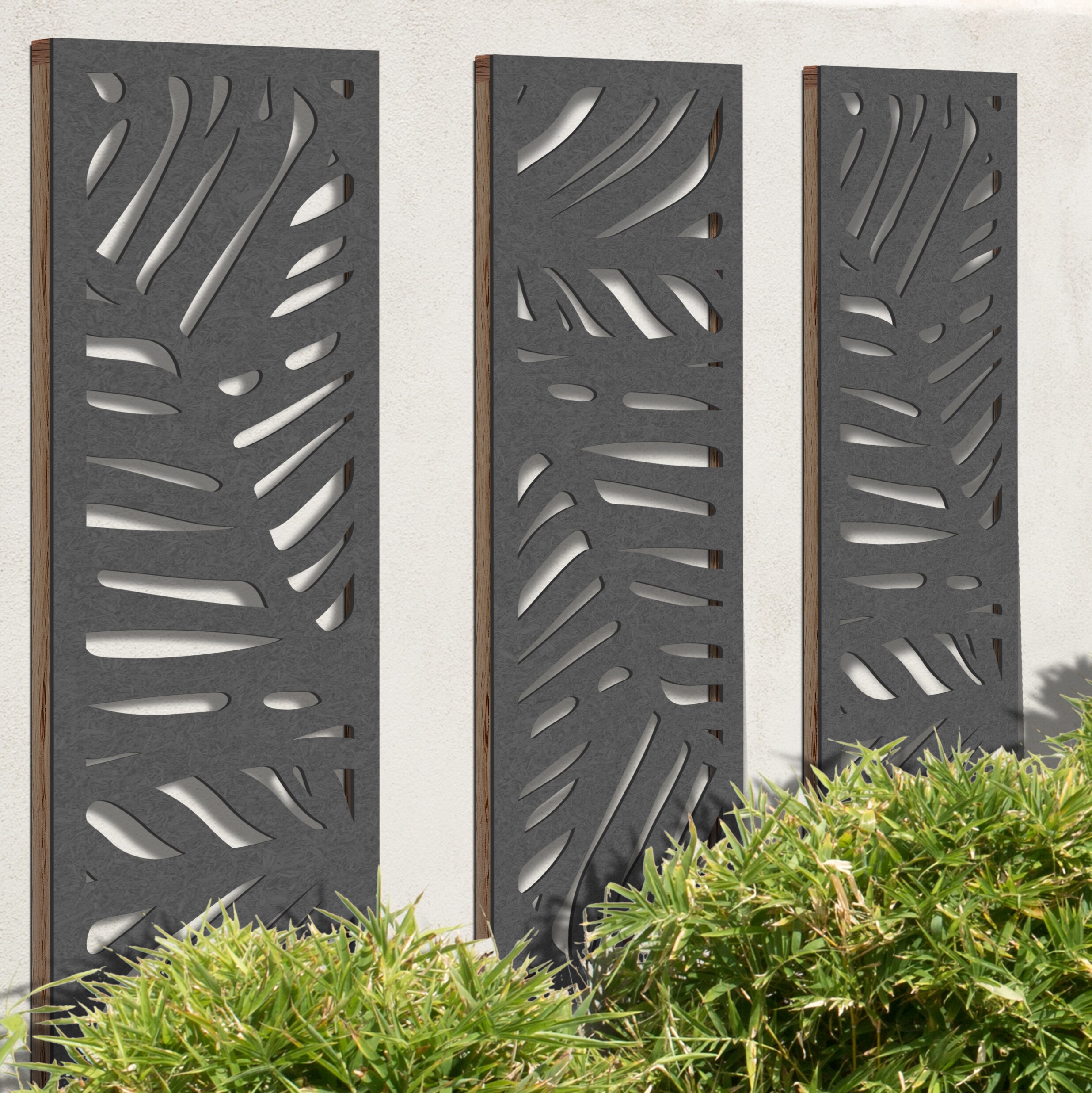 OUTDECO 1/4-in x 24-in x 6-ft Black Eucalyptus Wood Decorative Screen ...