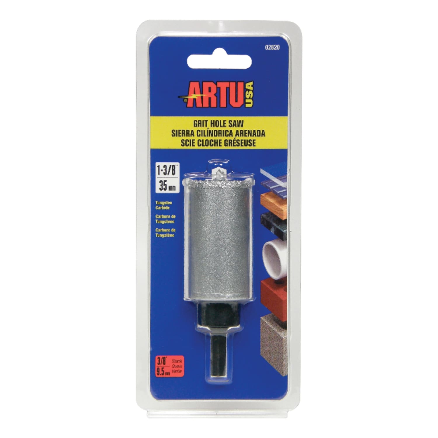 Artu  1 3/8 in. Carbide Grit 4.5 in. L X 3/8 in. D Hole Saw Arbor